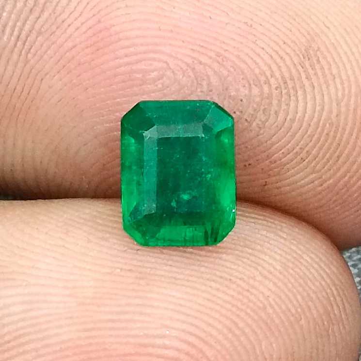 1.44ct GSI certified deep green octagon cut Zambian emerald stone /