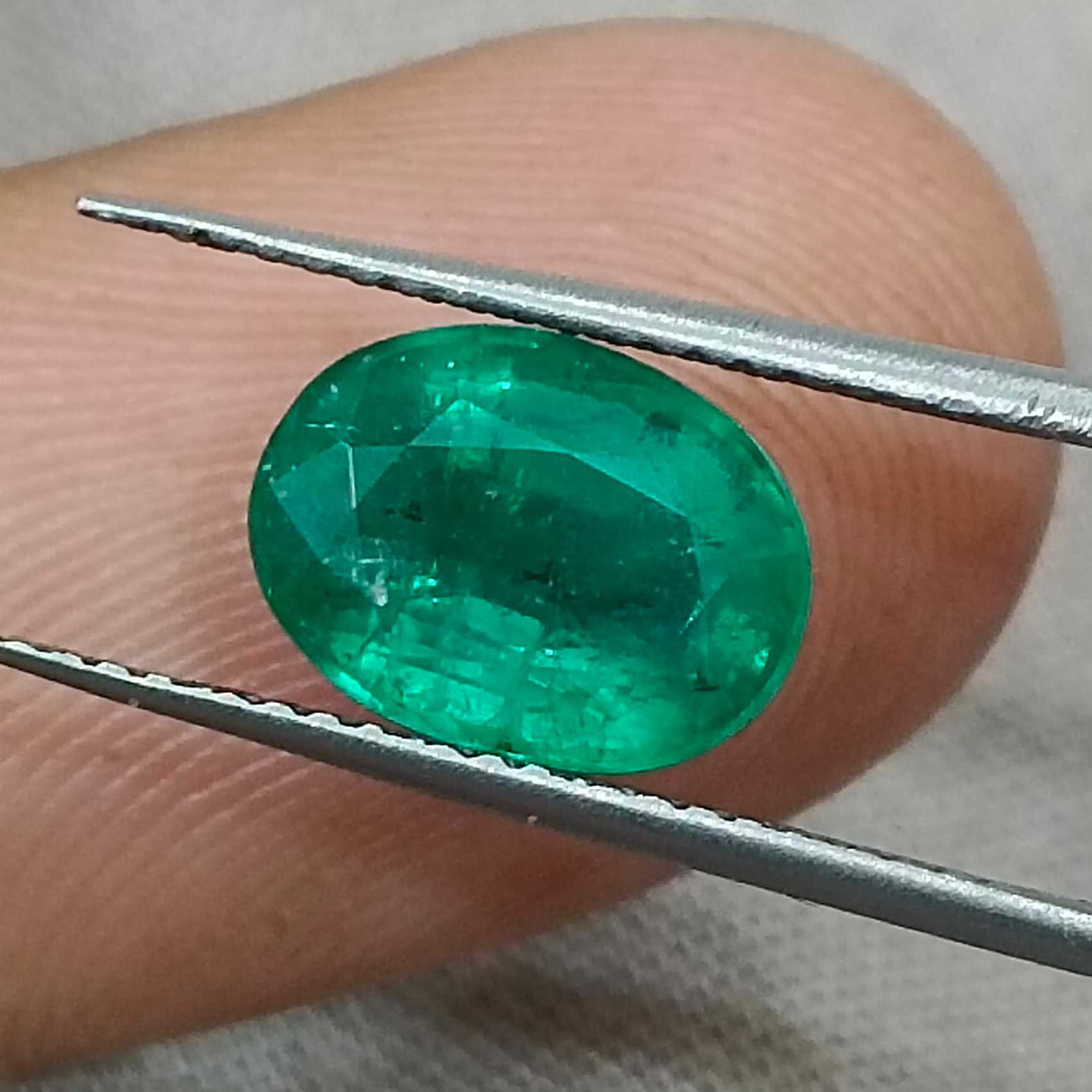 2.31ct Certified medium deep green oval cut Zambian emerald /