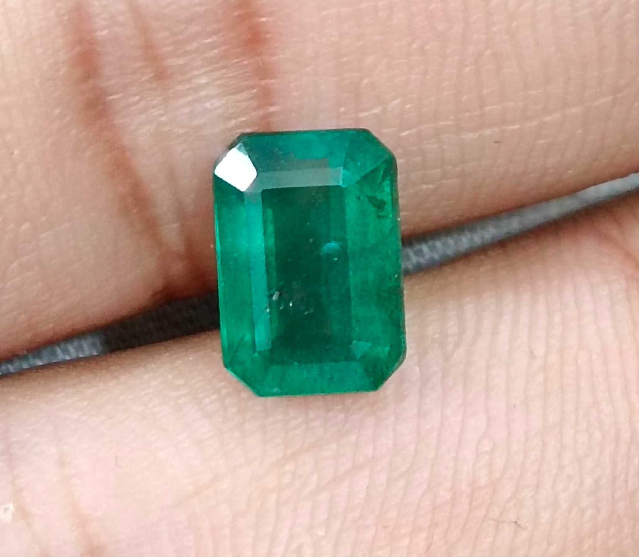 2.08ct Deep green GSI certified natural octagon cut Zambian Emerald 