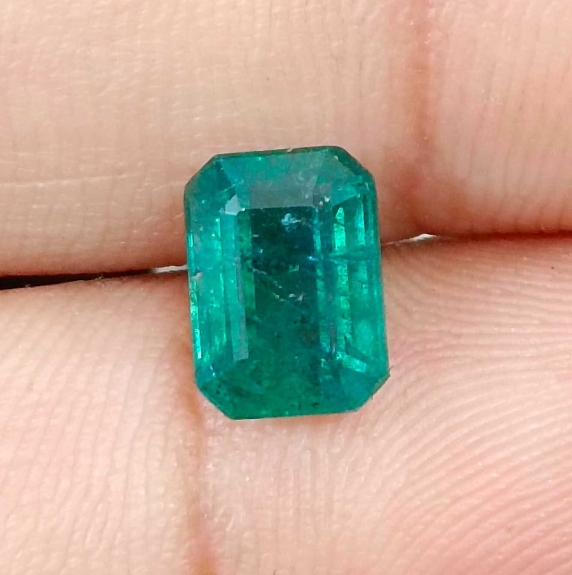 2.19ct Certified deep green natural octagon cut Zambian emerald gemstone