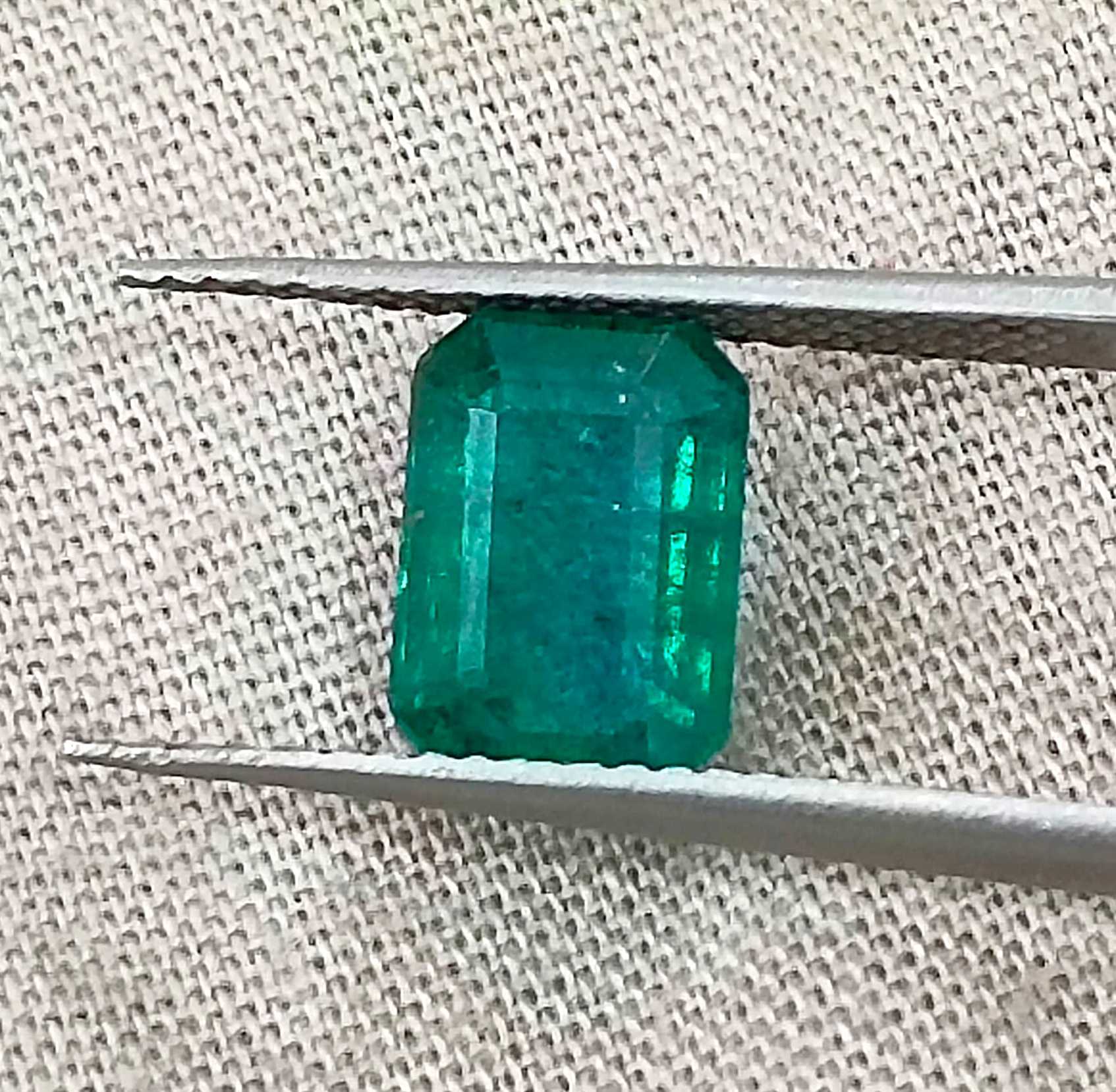 2.19ct Certified deep green natural octagon cut Zambian emerald gemstone