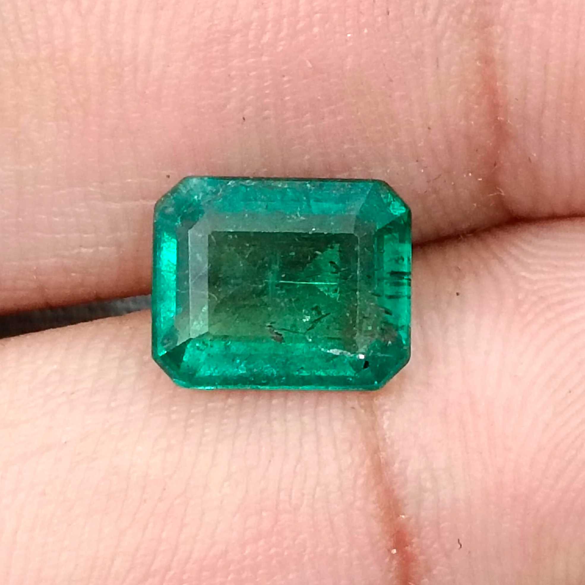 2.85ct GSI USA certified octagon cut deep forest green Zambian emerald /
