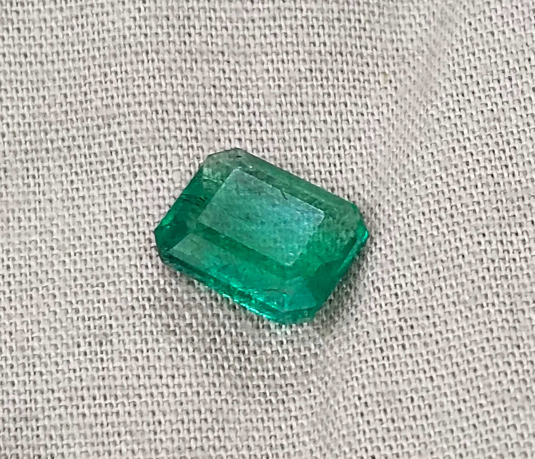 2.85ct GSI USA certified octagon cut deep forest green Zambian emerald 