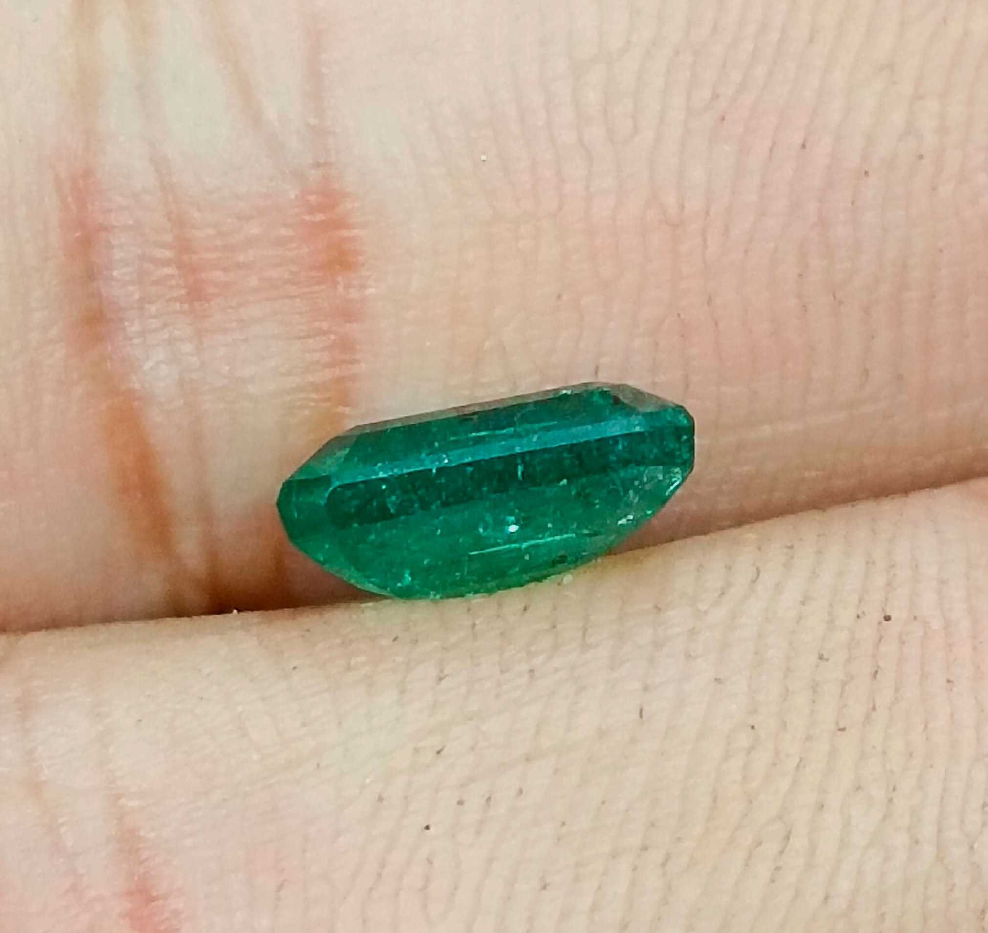 2.85ct GSI USA certified octagon cut deep forest green Zambian emerald 