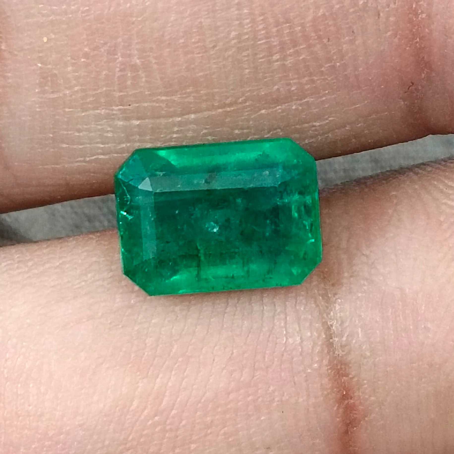 3.15ct Certified deep green octagon cut Zambian emerald stone /