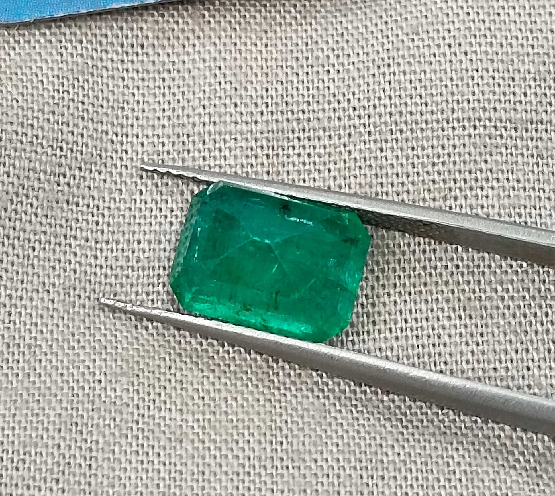 3.15ct Certified deep green octagon cut Zambian emerald stone 