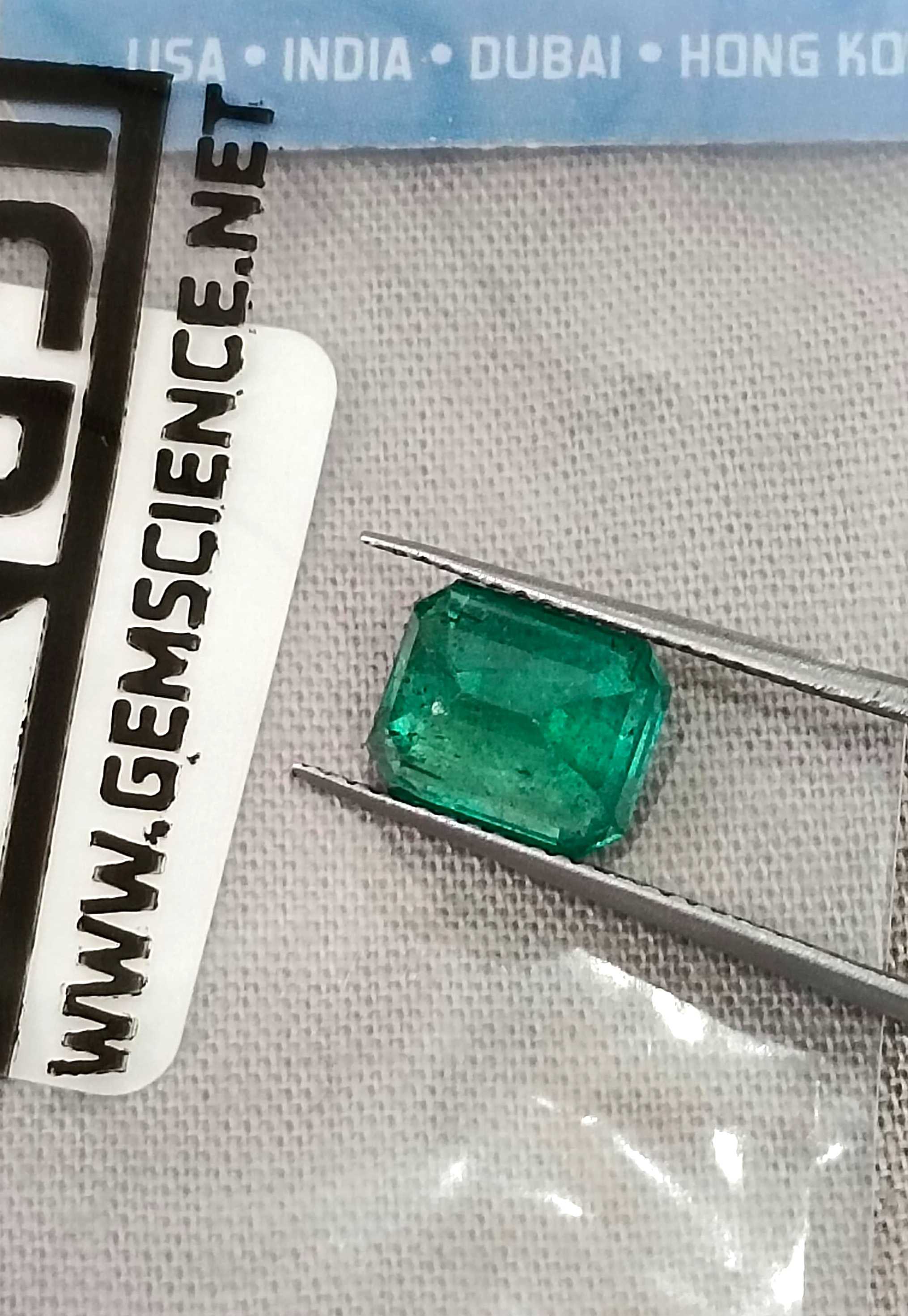 2.15ct GSI USA certified medium green octagon cut Zambian emerald stone 