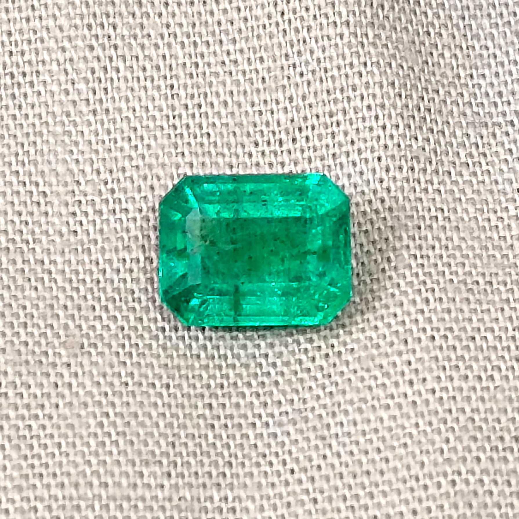 1.95ct Certified medium bright glass green octagon cut Zambian emerald stone /
