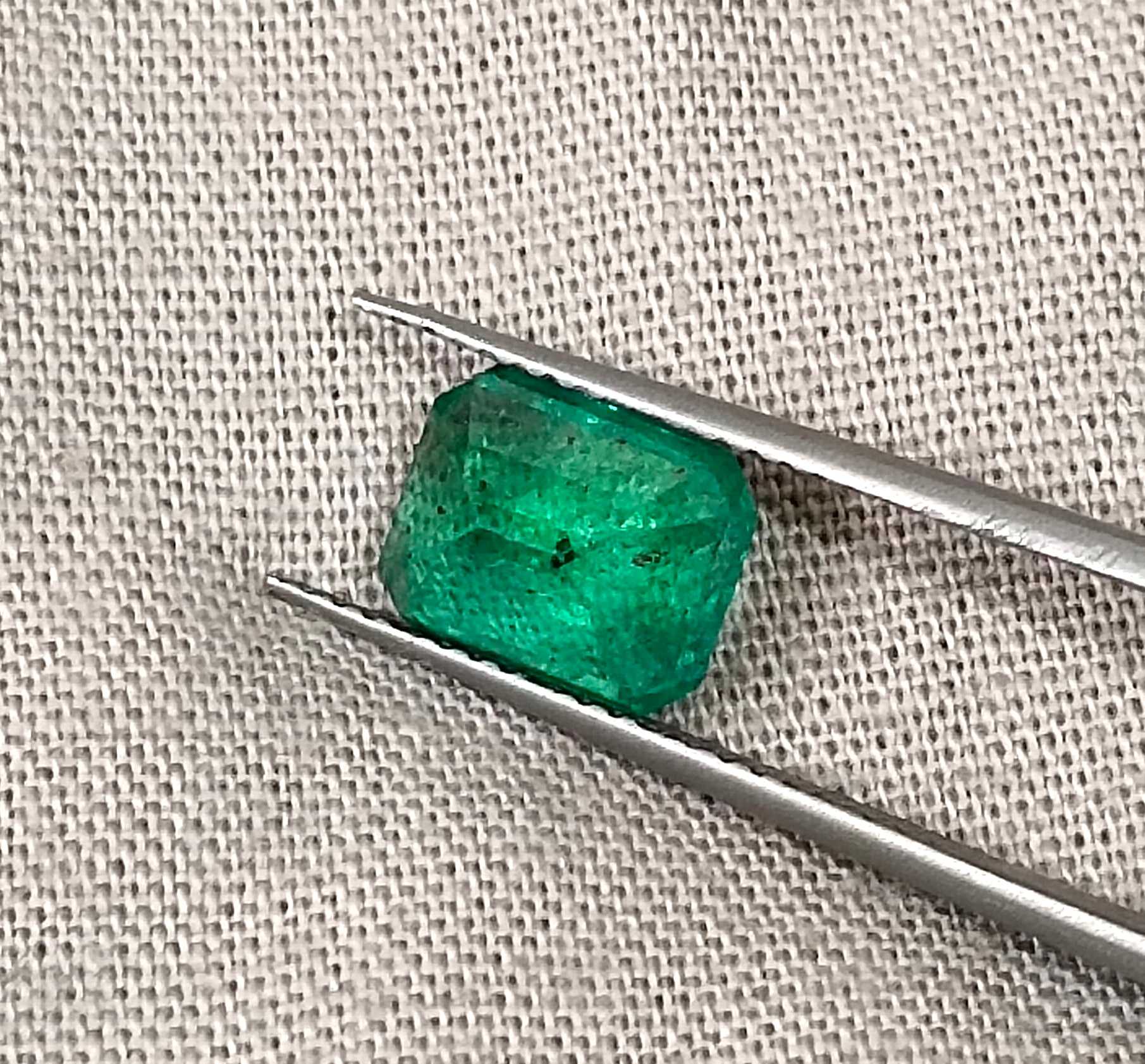 1.95ct Certified medium bright glass green octagon cut Zambian emerald stone 