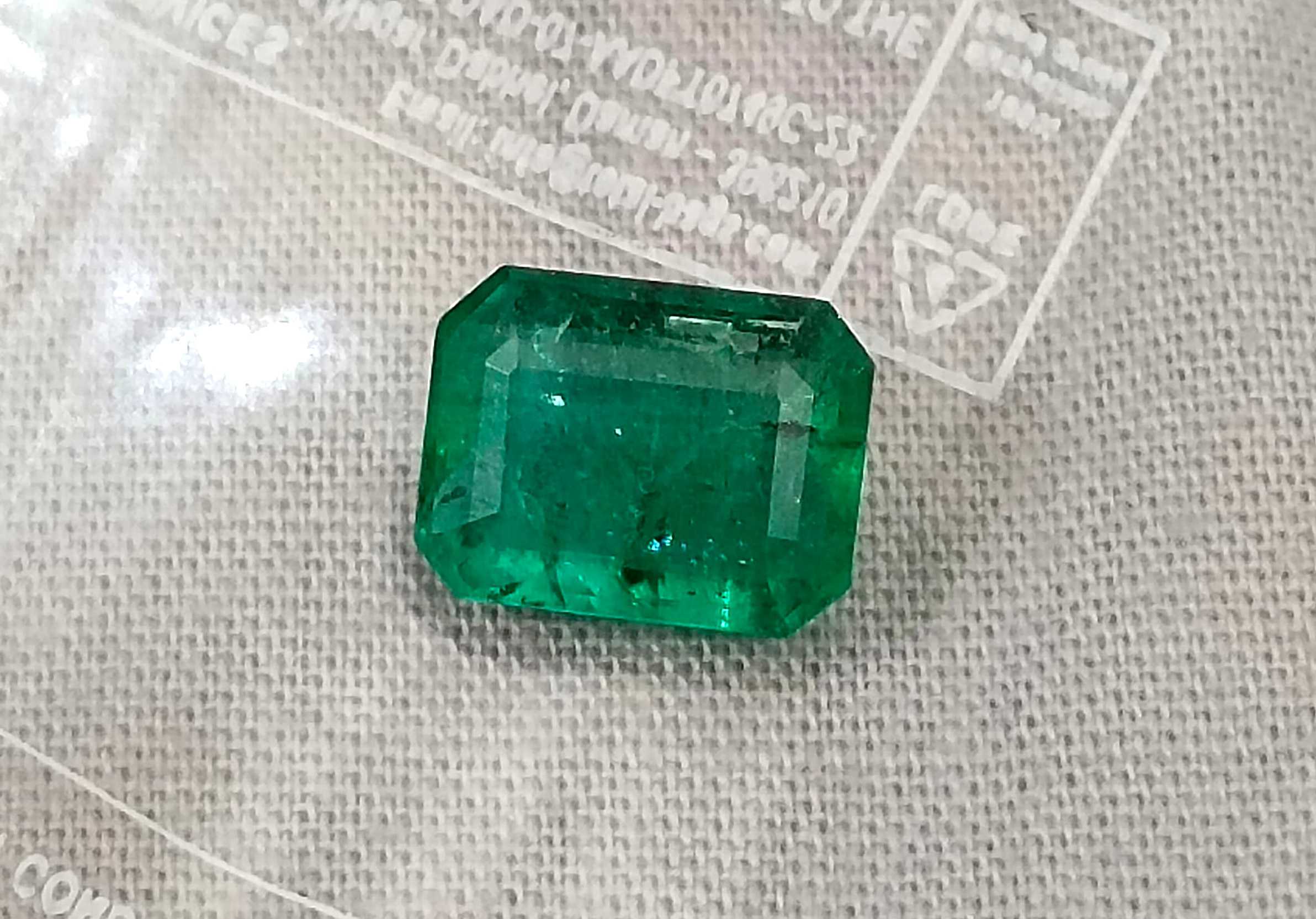 3.32ct Certified medium deep green octagon cut natural Zambian emerald 
