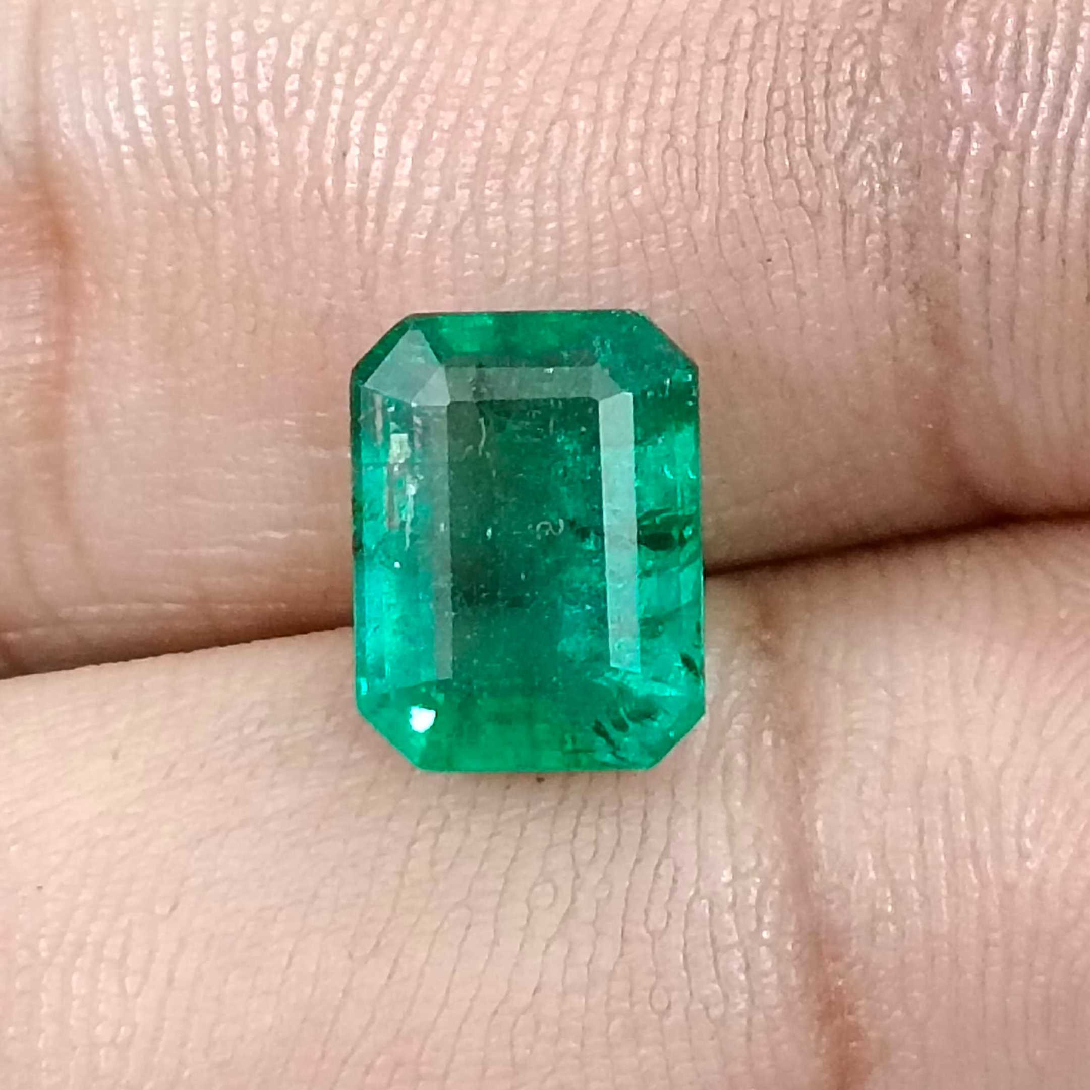 3.32ct Certified medium deep green octagon cut natural Zambian emerald 