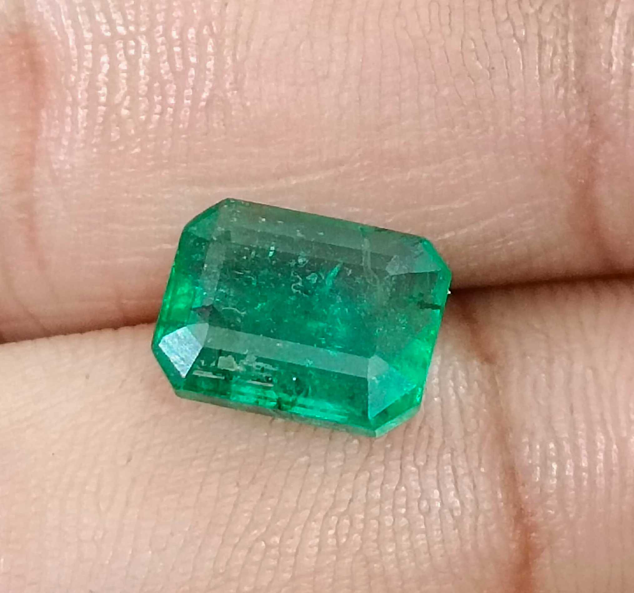 3.32ct Certified medium deep green octagon cut natural Zambian emerald 