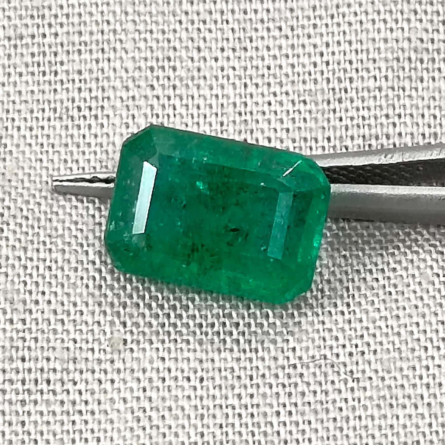 3.20ct Natural certified deep green octagon cut Zambian emerald stone /
