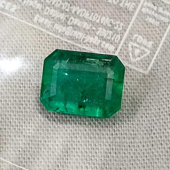3.32ct Certified medium deep green octagon cut natural Zambian emerald /