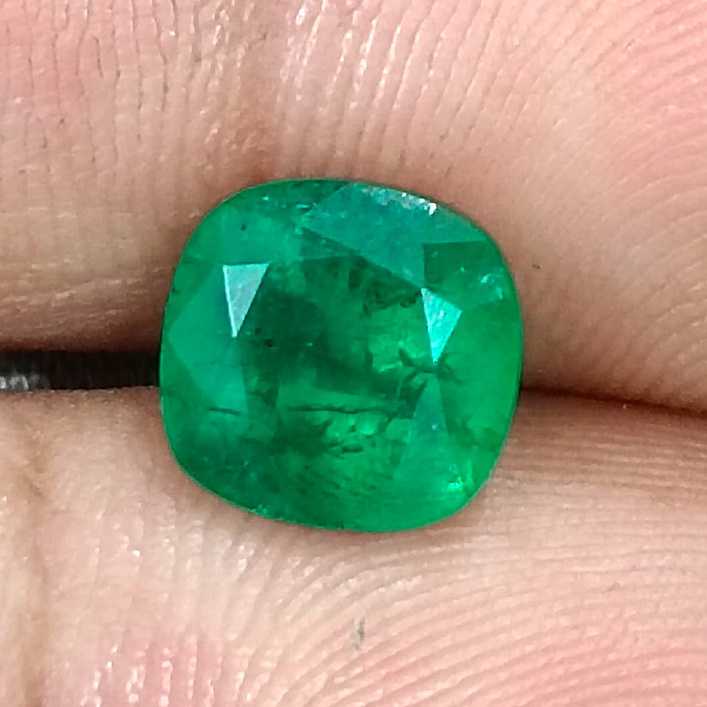 3.14ct Colombian emerald cushion cut deep pure velvet green certified /