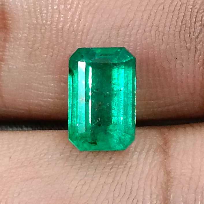 2.63ct GSI USA certified neon green octagon cut natural Zambian emerald gemstone /