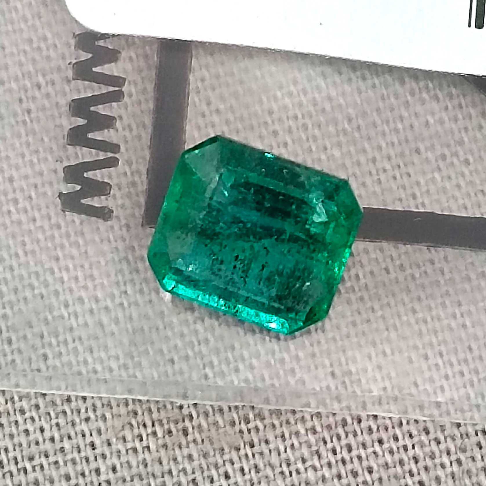 1.49ct Certified natural deep green Zambian emerald octagon cut gemstone/