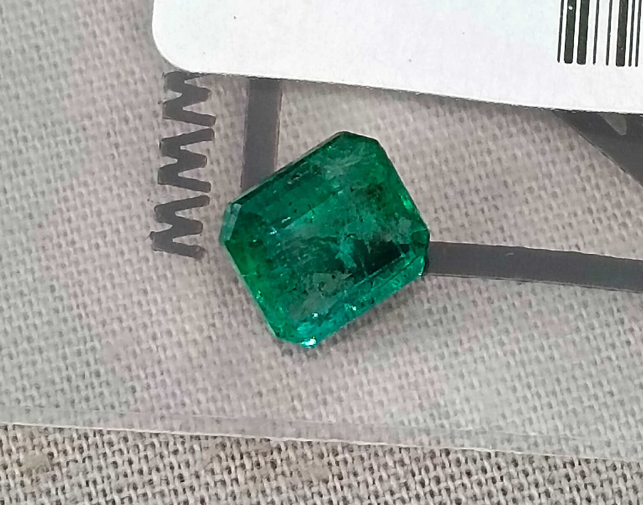 1.49ct Certified natural deep green Zambian emerald octagon cut gemstone