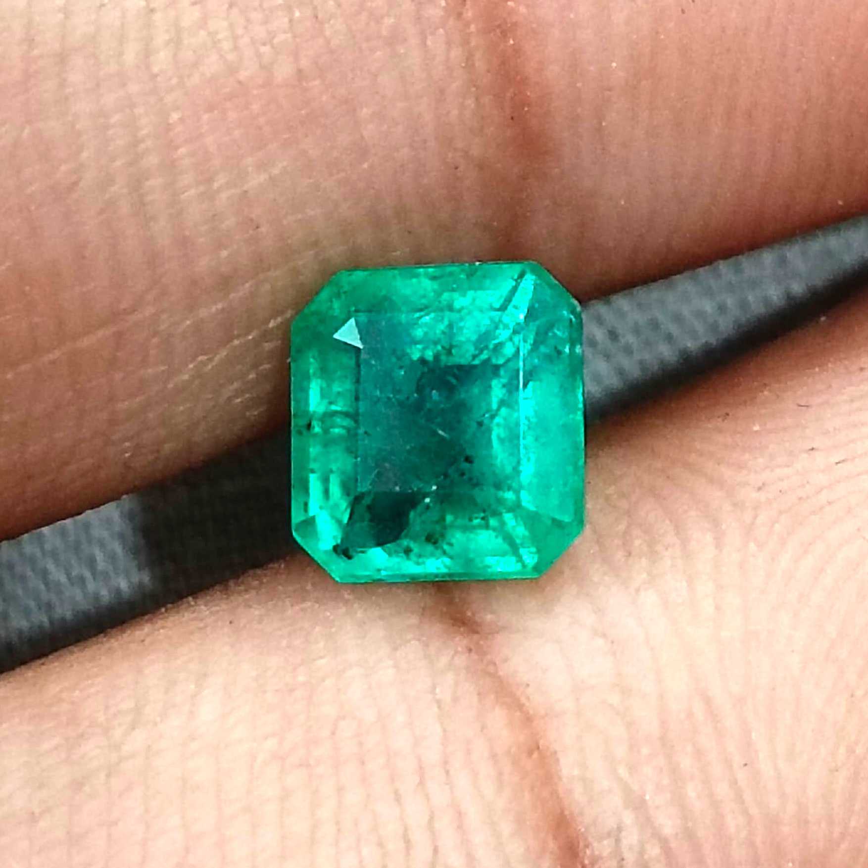 1.60ct GSI certified Zambian emerald medium sea green octagon cut stone /