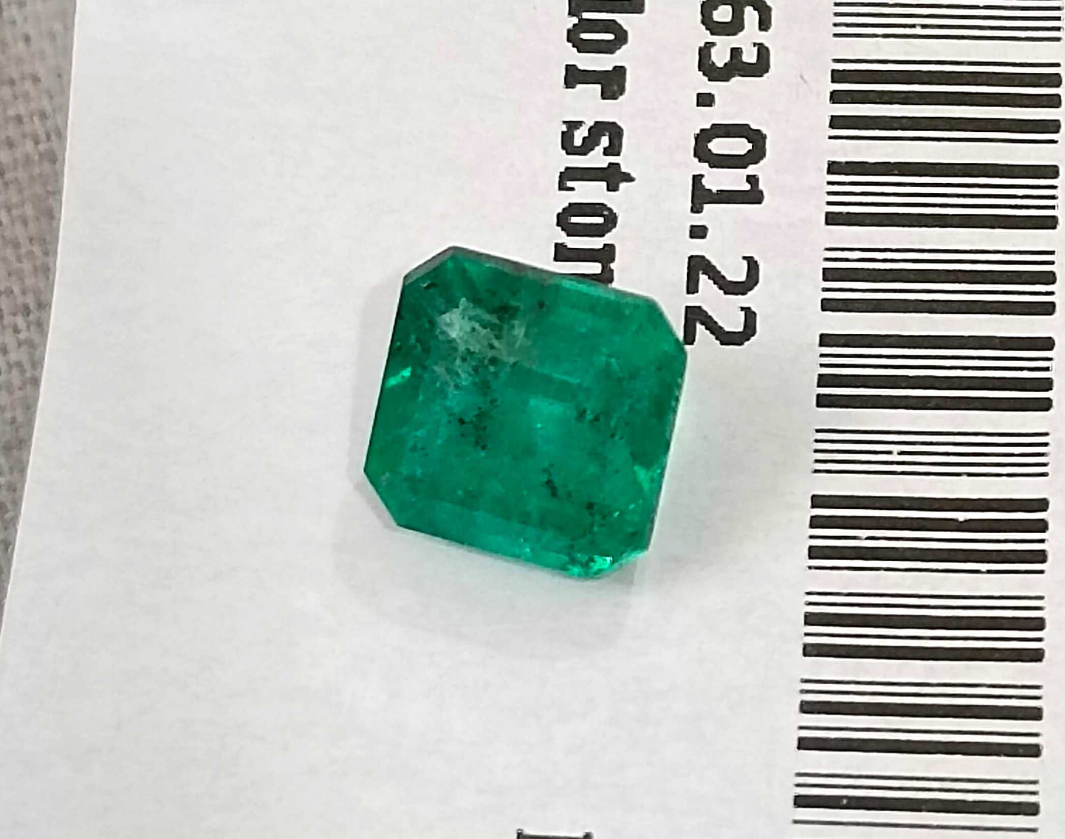 1.60ct GSI certified Zambian emerald medium sea green octagon cut stone 