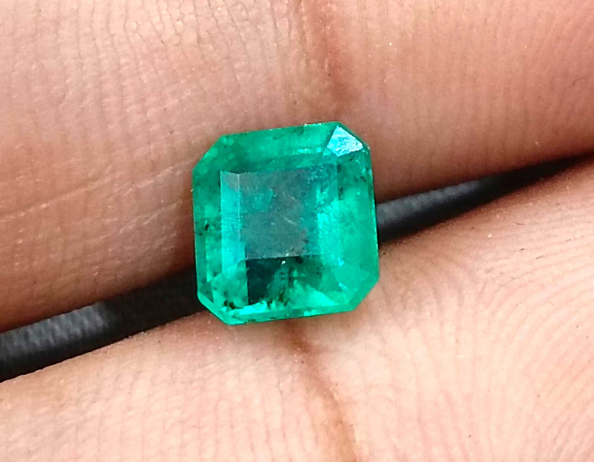 1.60ct GSI certified Zambian emerald medium sea green octagon cut stone 