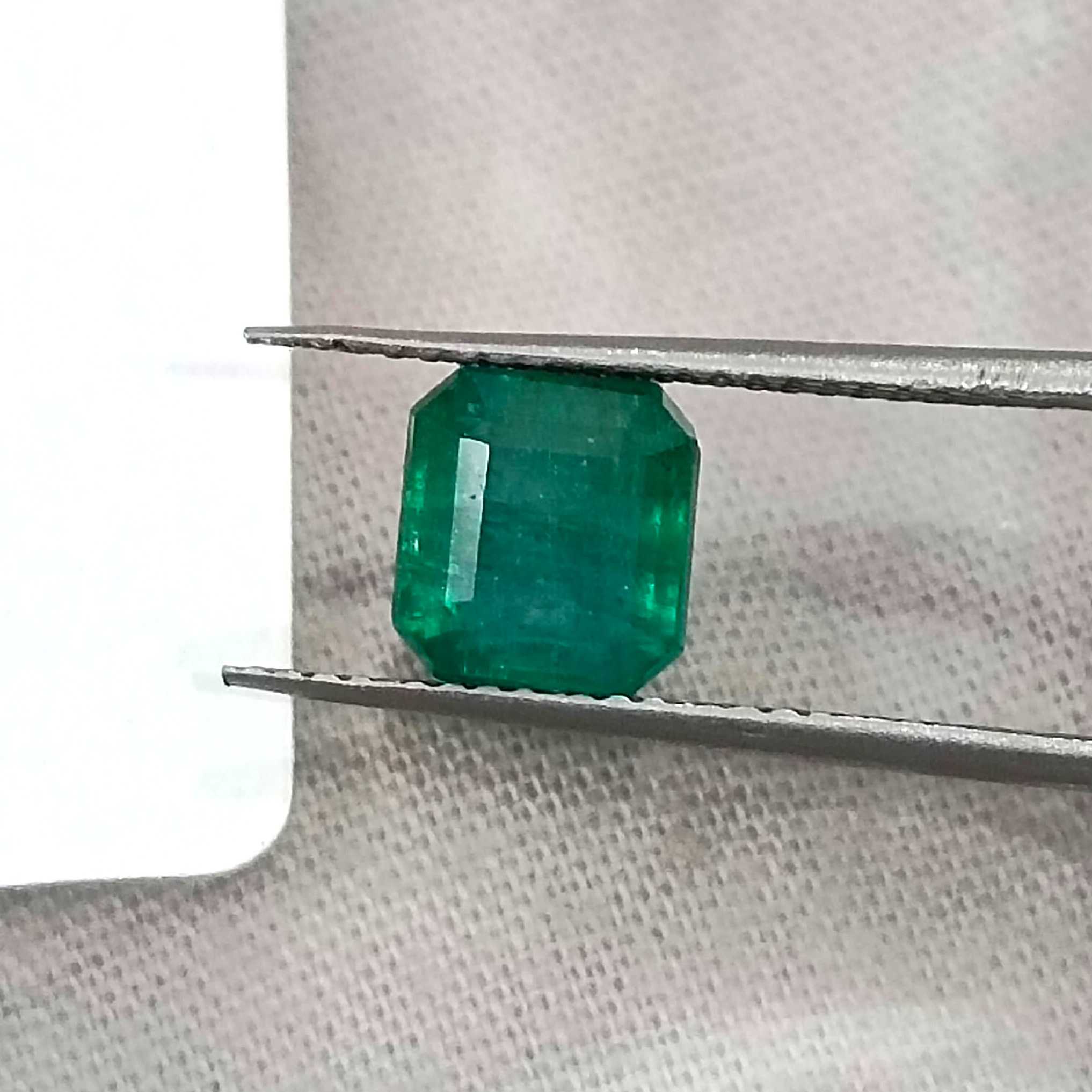 1.87ct GSI certified deep green natural Zambian Emerald stone/