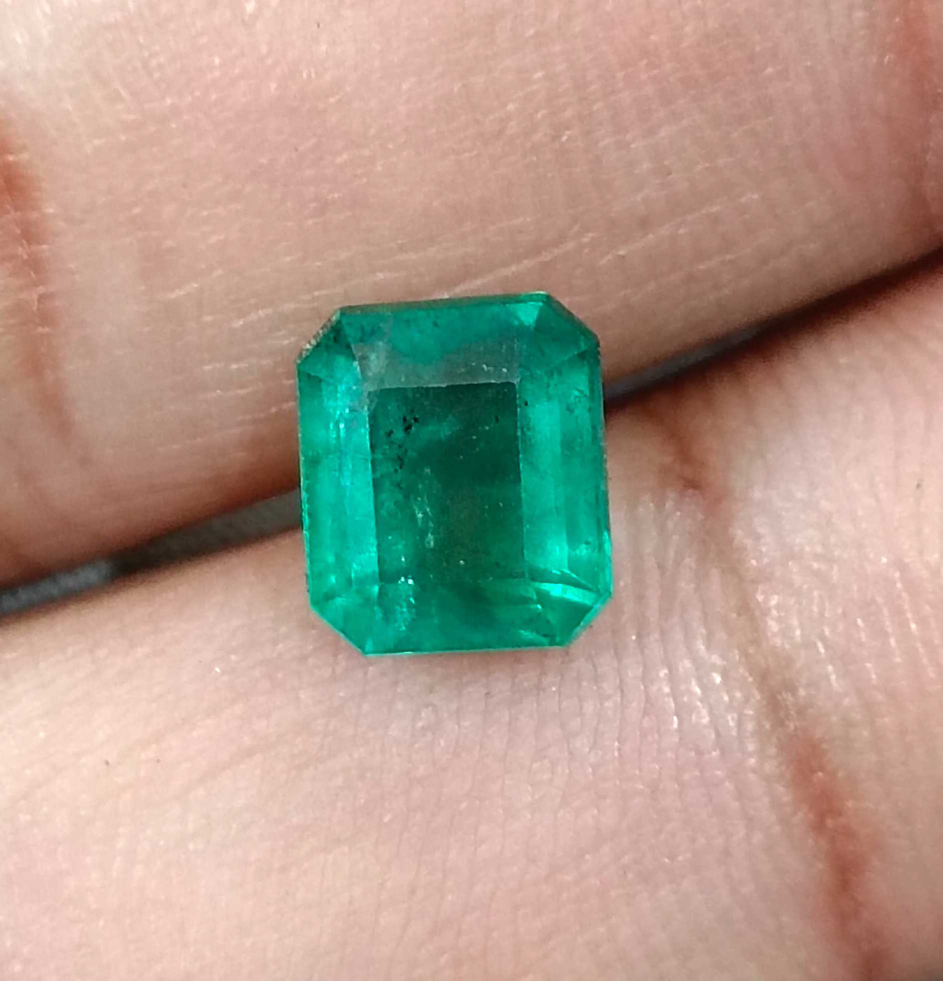 2.37ct Certified medium green Zambian emerald octagon cut stone 
