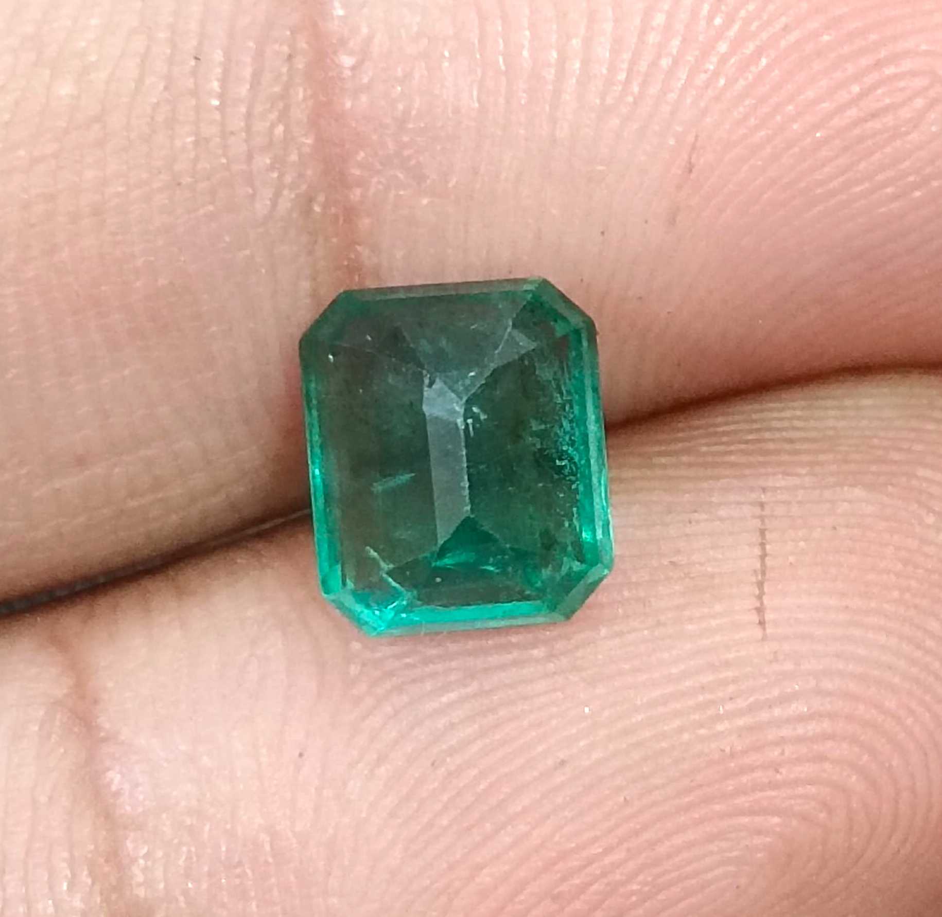 2.37ct Certified medium green Zambian emerald octagon cut stone 