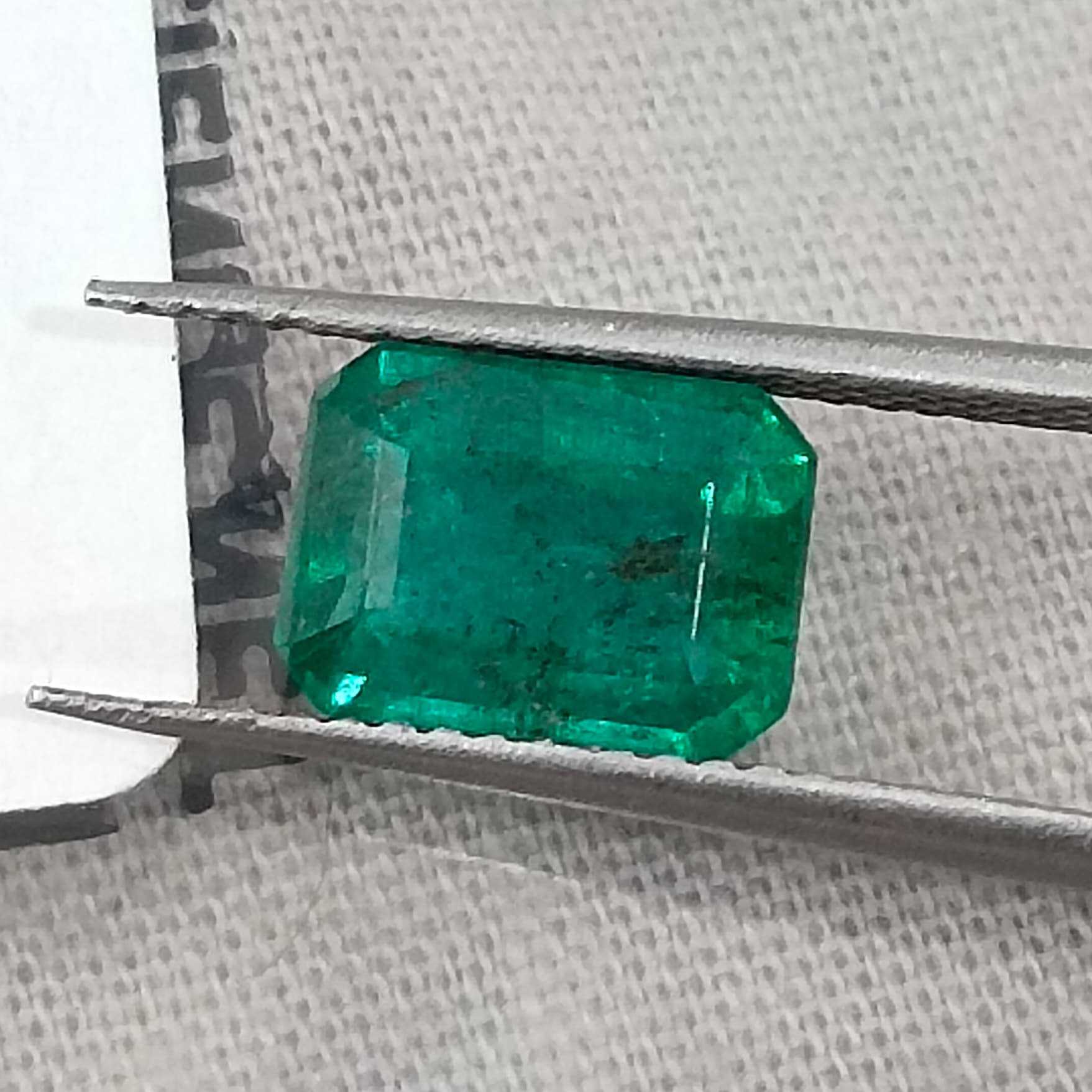1.98ct Natural certified vivid deep green Zambian emerald octagon cut stone /