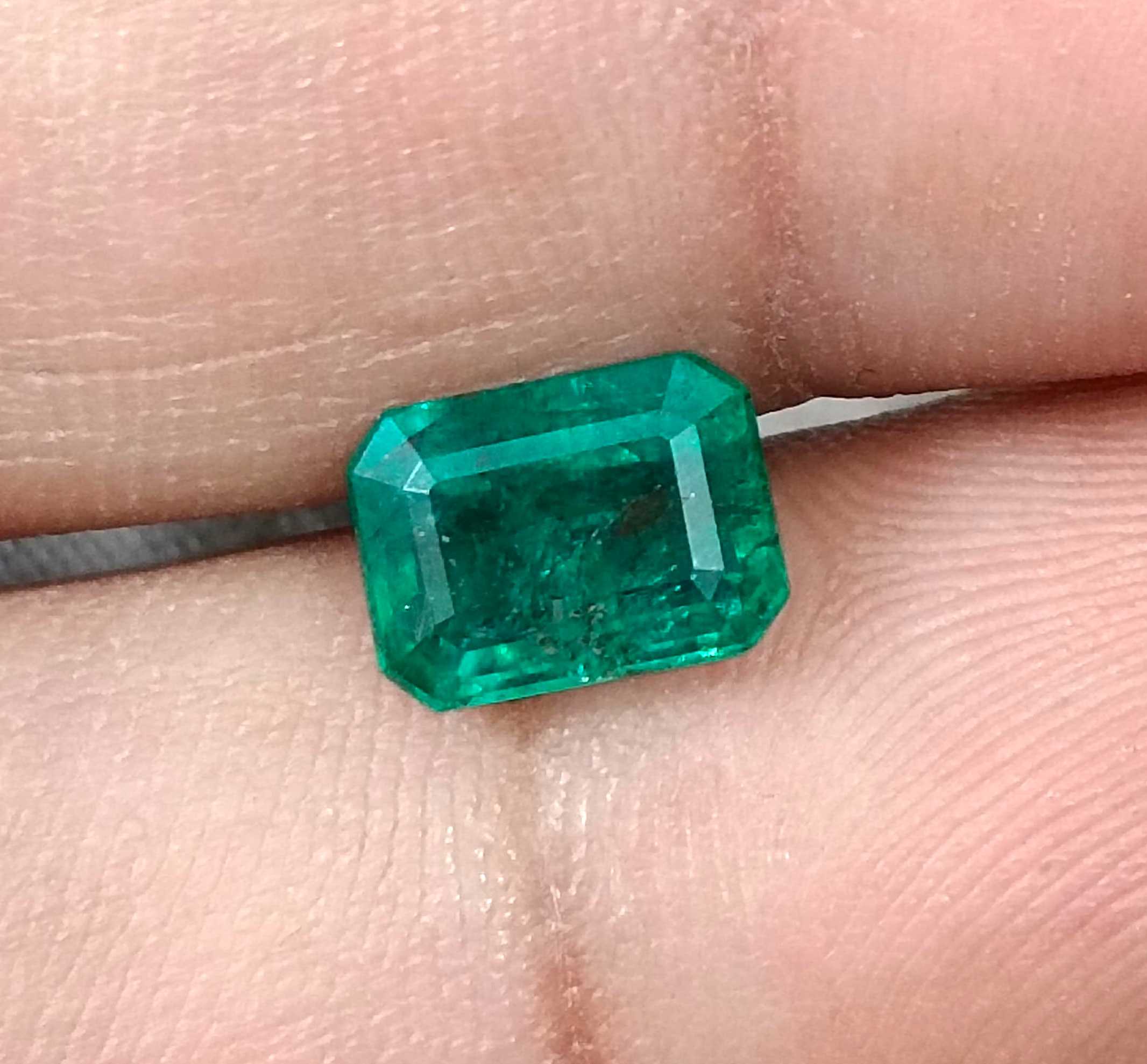 1.98ct Natural certified vivid deep green Zambian emerald octagon cut stone 