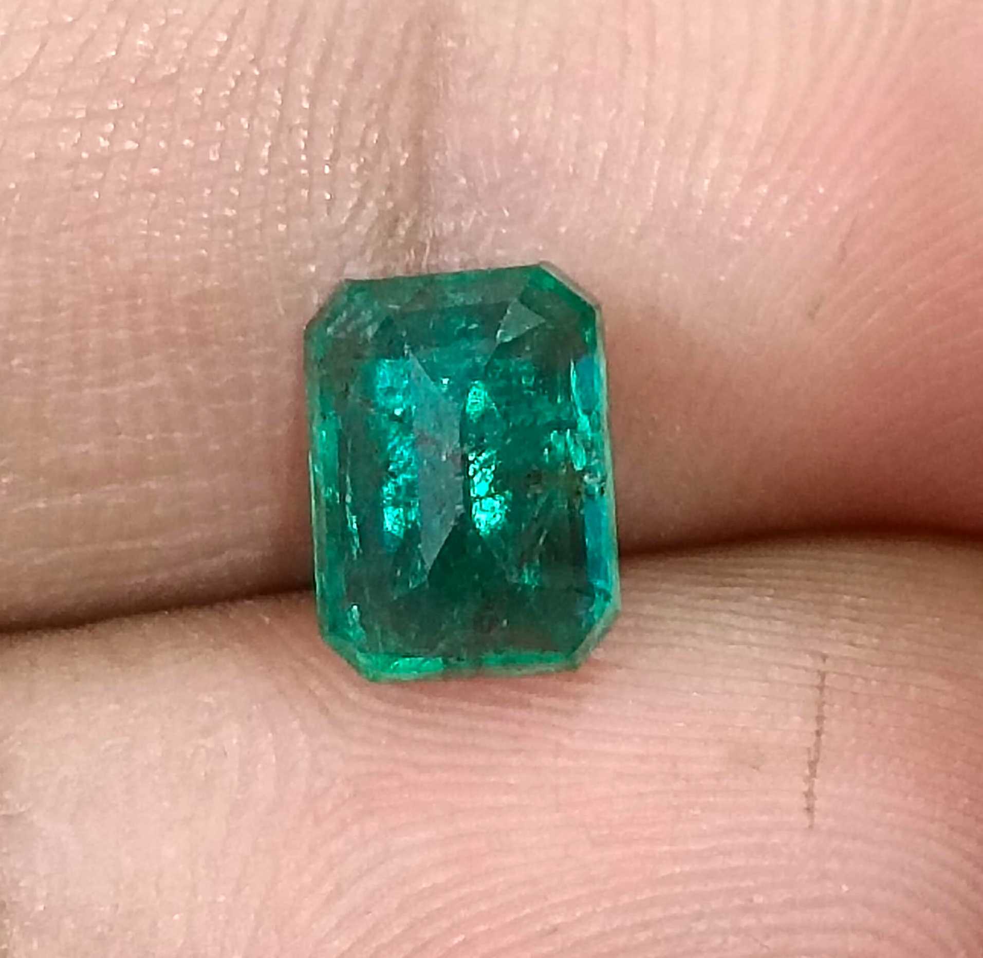 1.98ct Natural certified vivid deep green Zambian emerald octagon cut stone 