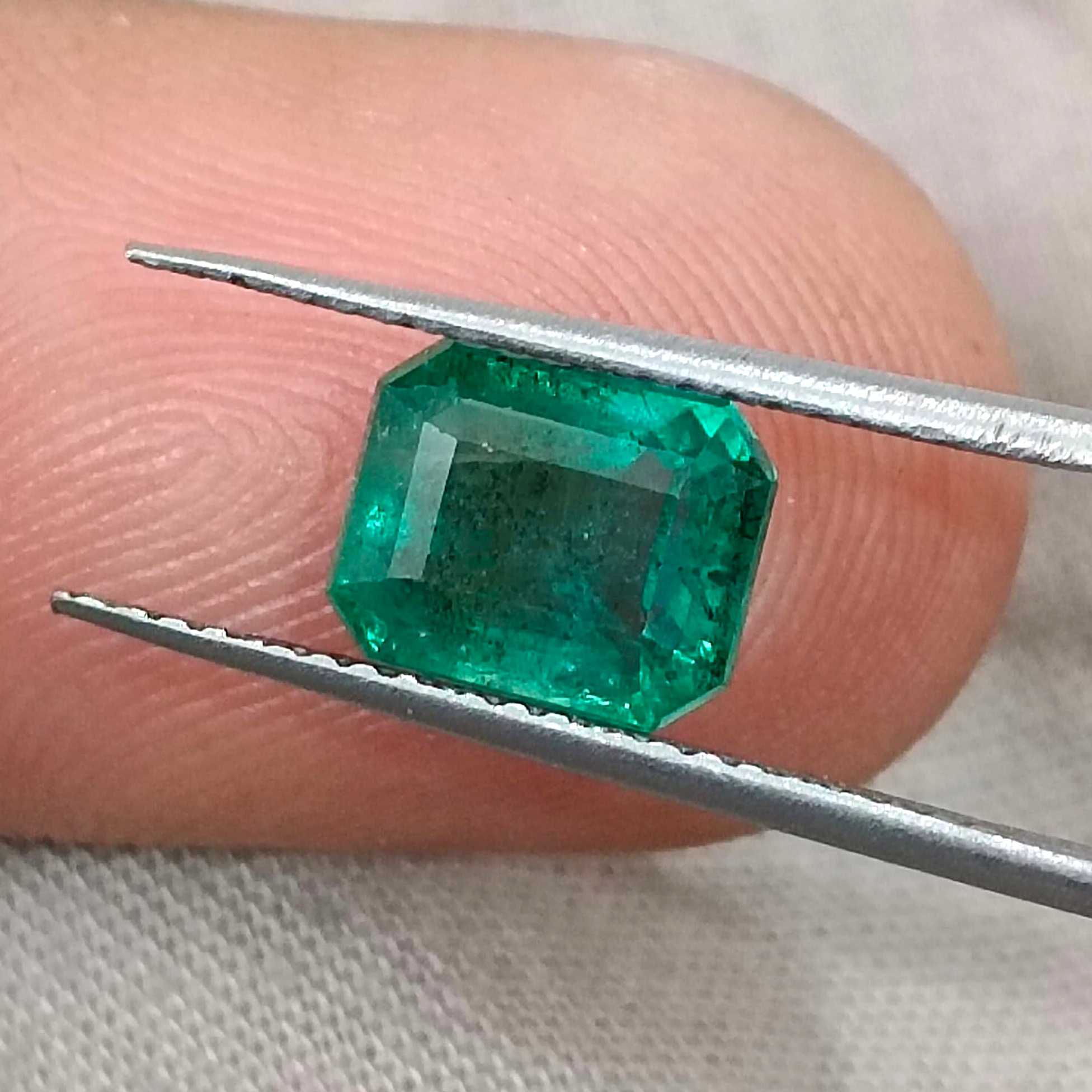 1.80ct Certified natural medium deep green Zambian emerald octagon cut stone /