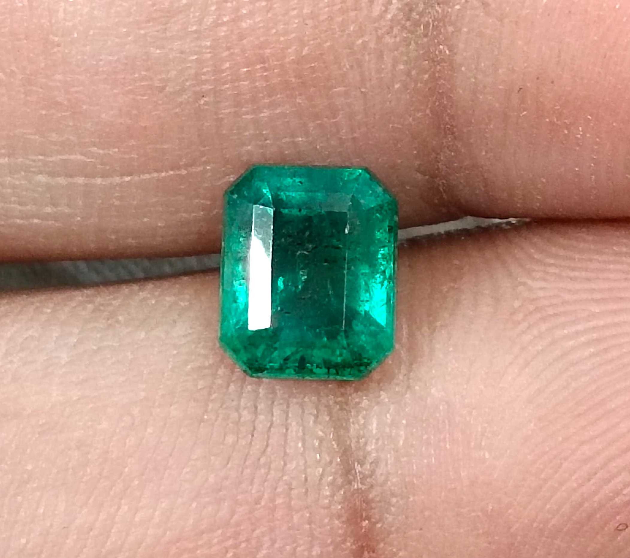 1.80ct Certified natural medium deep green Zambian emerald octagon cut stone 