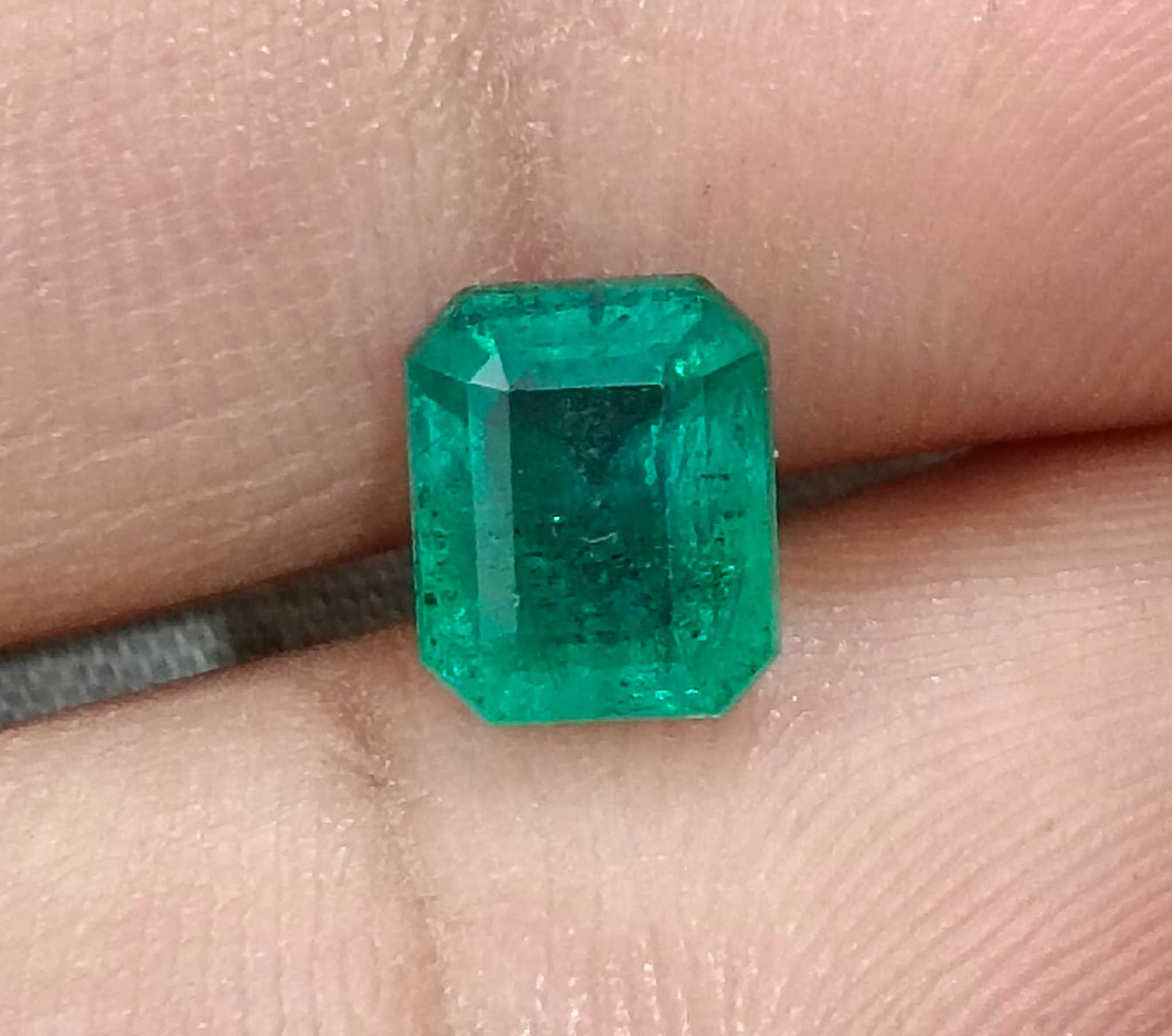 1.80ct Certified natural medium deep green Zambian emerald octagon cut stone 