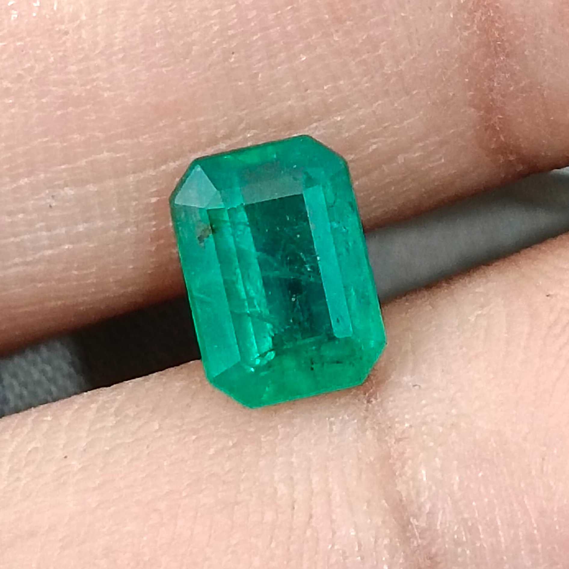 1.70ct Certified natural deep green Zambian emerald octagon cut stone /