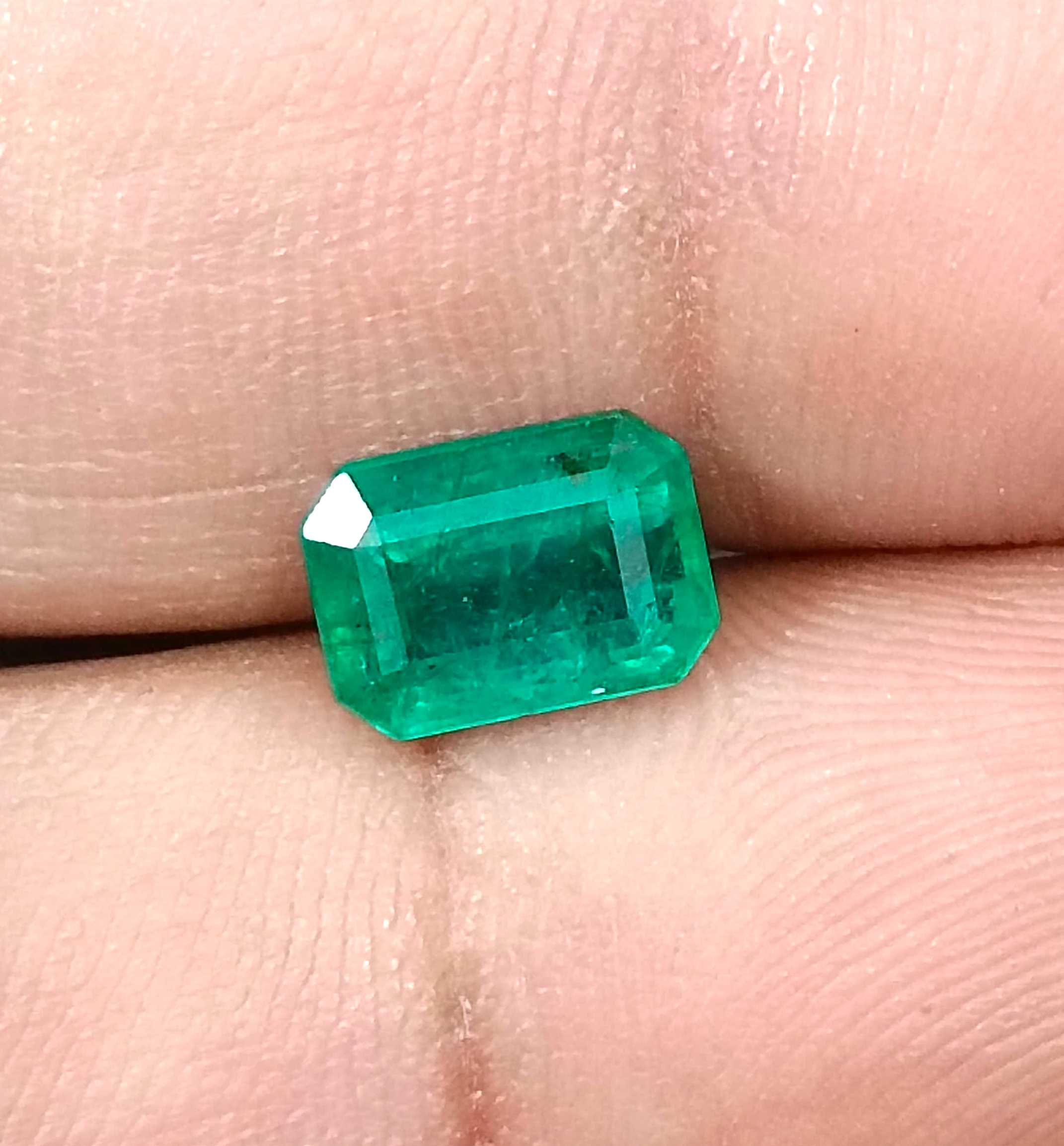 1.70ct Certified natural deep green Zambian emerald octagon cut stone 