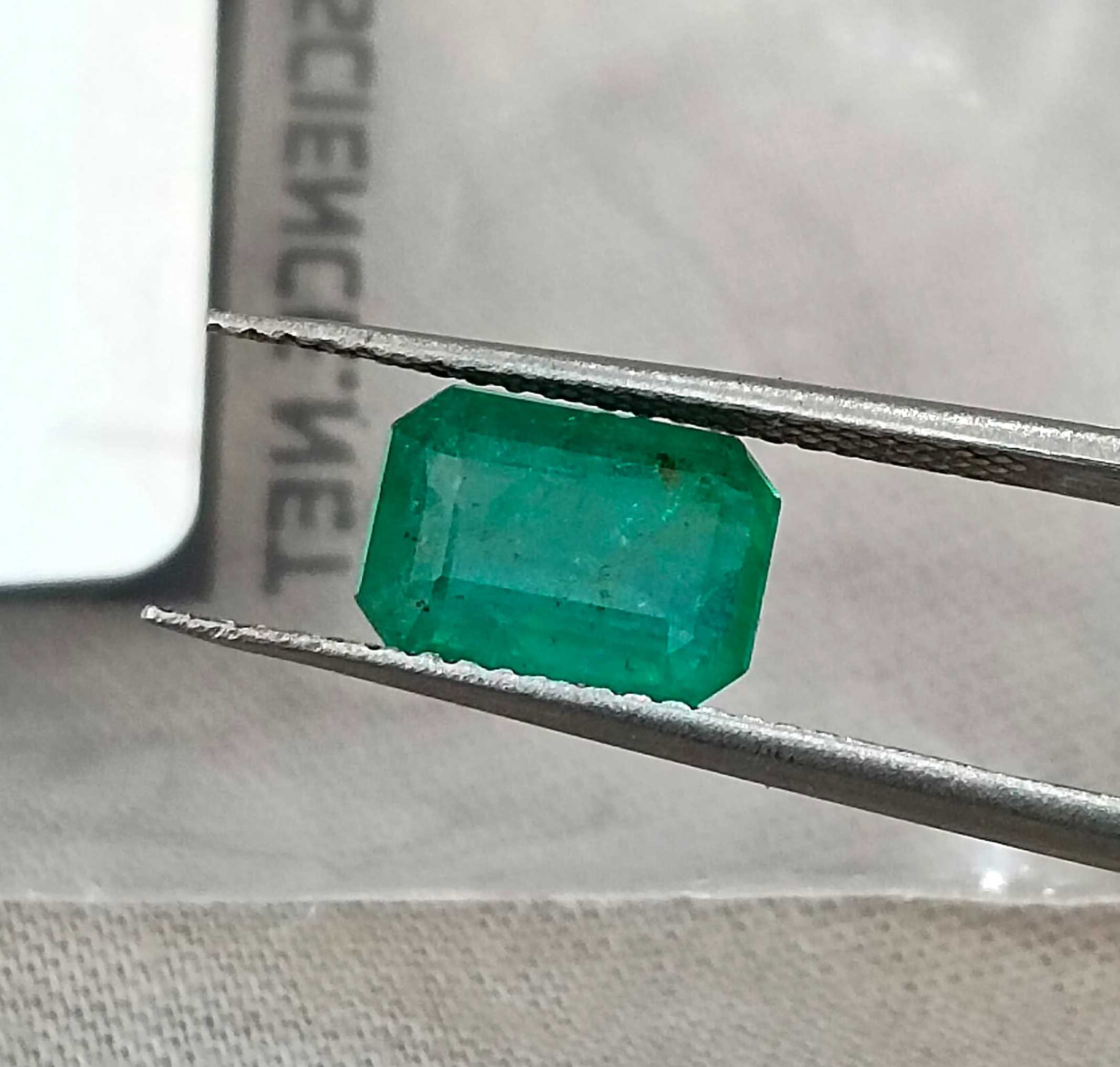 1.70ct Certified natural deep green Zambian emerald octagon cut stone 