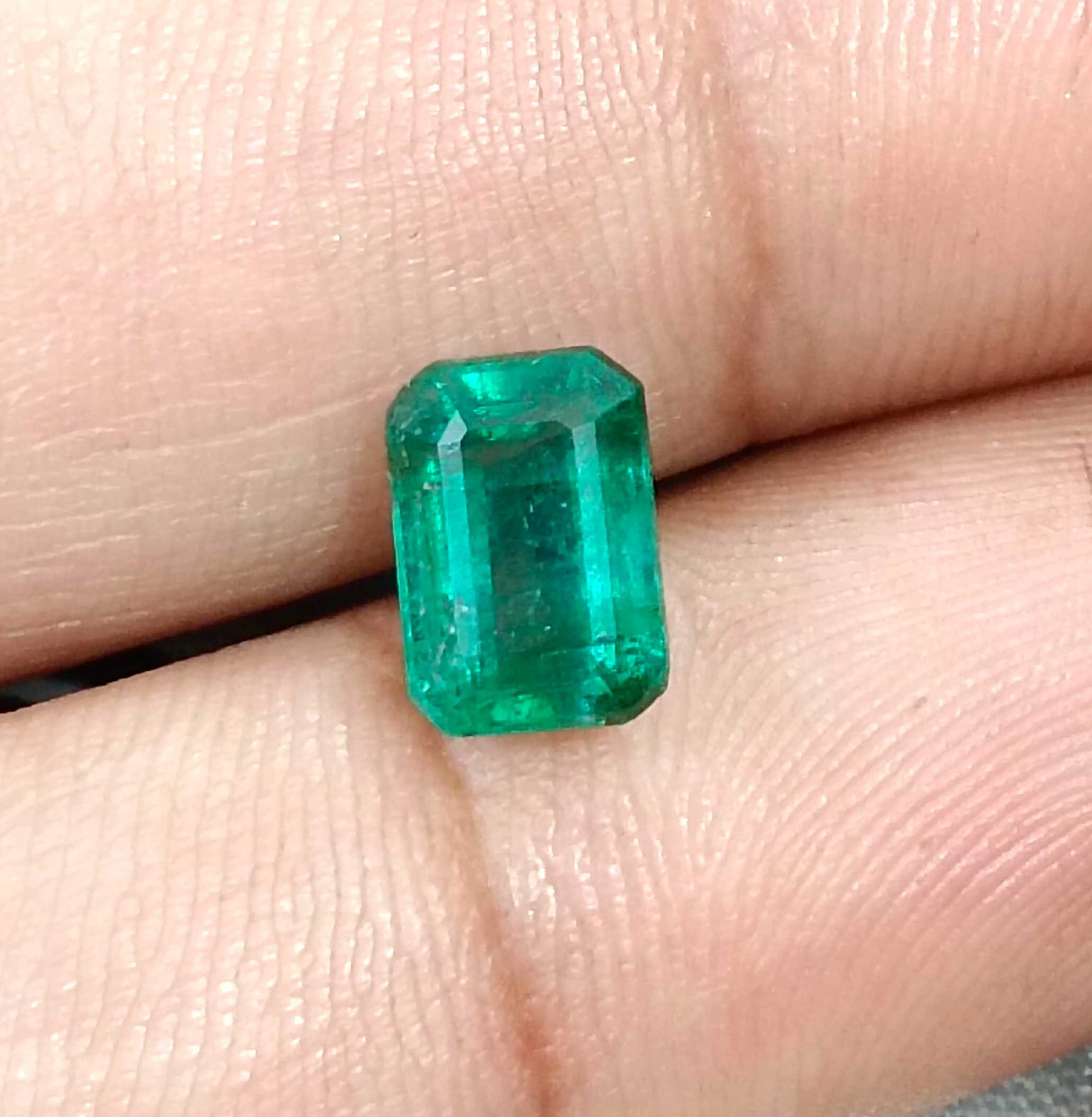 2.00ct Certified natural Zambian emerald deep green octagon cut gemstone 