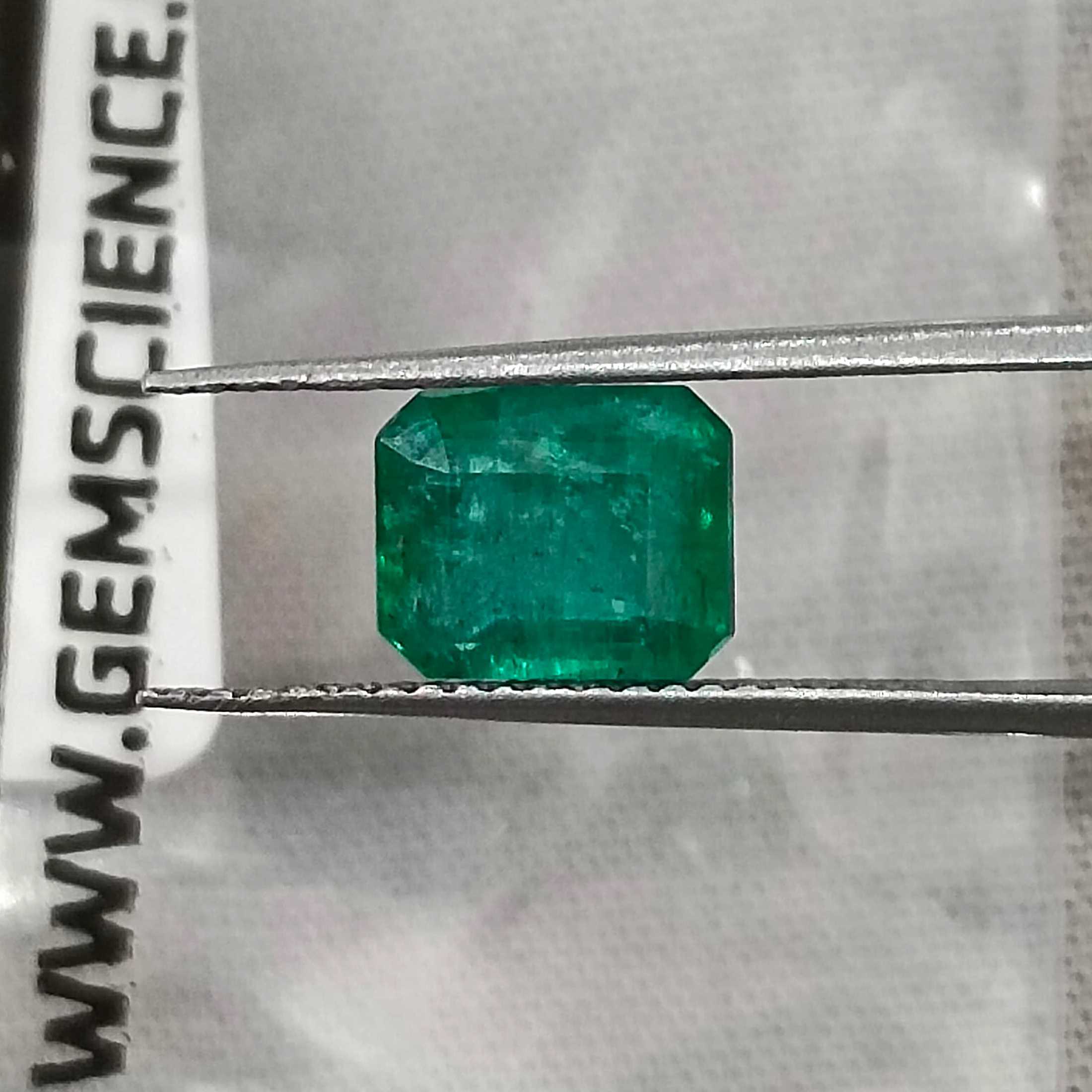 1.97ct GSI USA certified Zambian emerald octagon cut medium deep green stone/