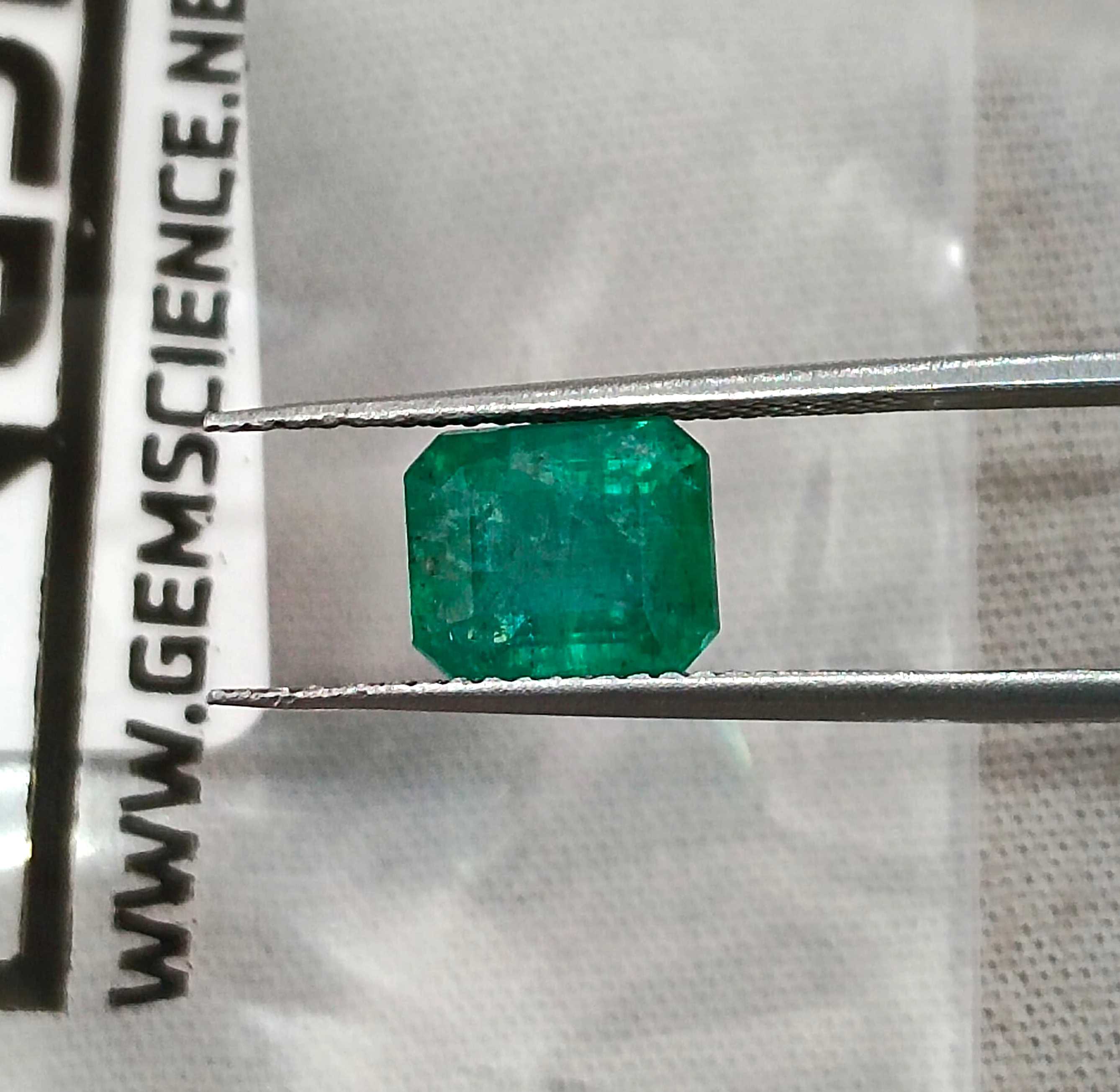 1.97ct GSI USA certified Zambian emerald octagon cut medium deep green stone
