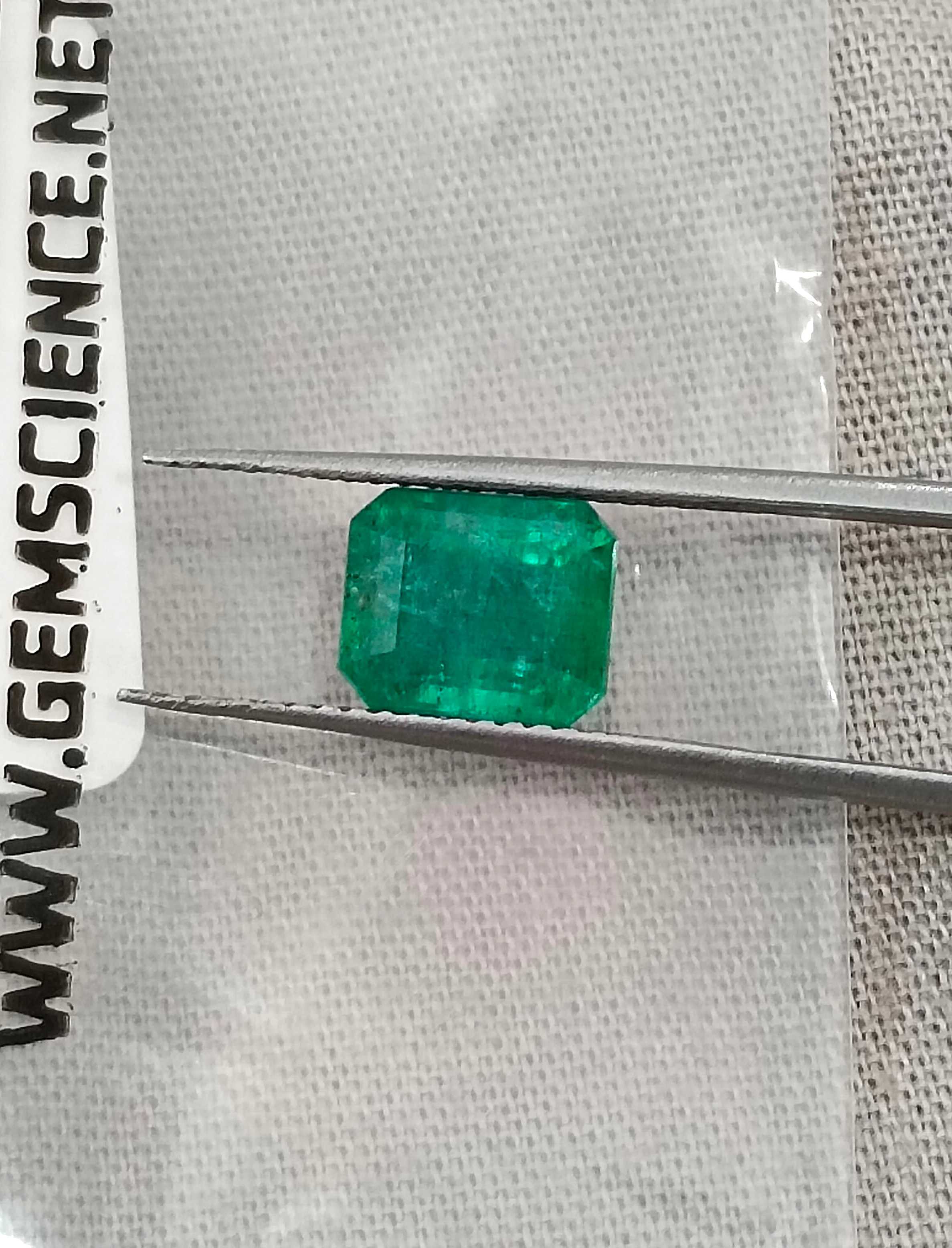 1.97ct GSI USA certified Zambian emerald octagon cut medium deep green stone