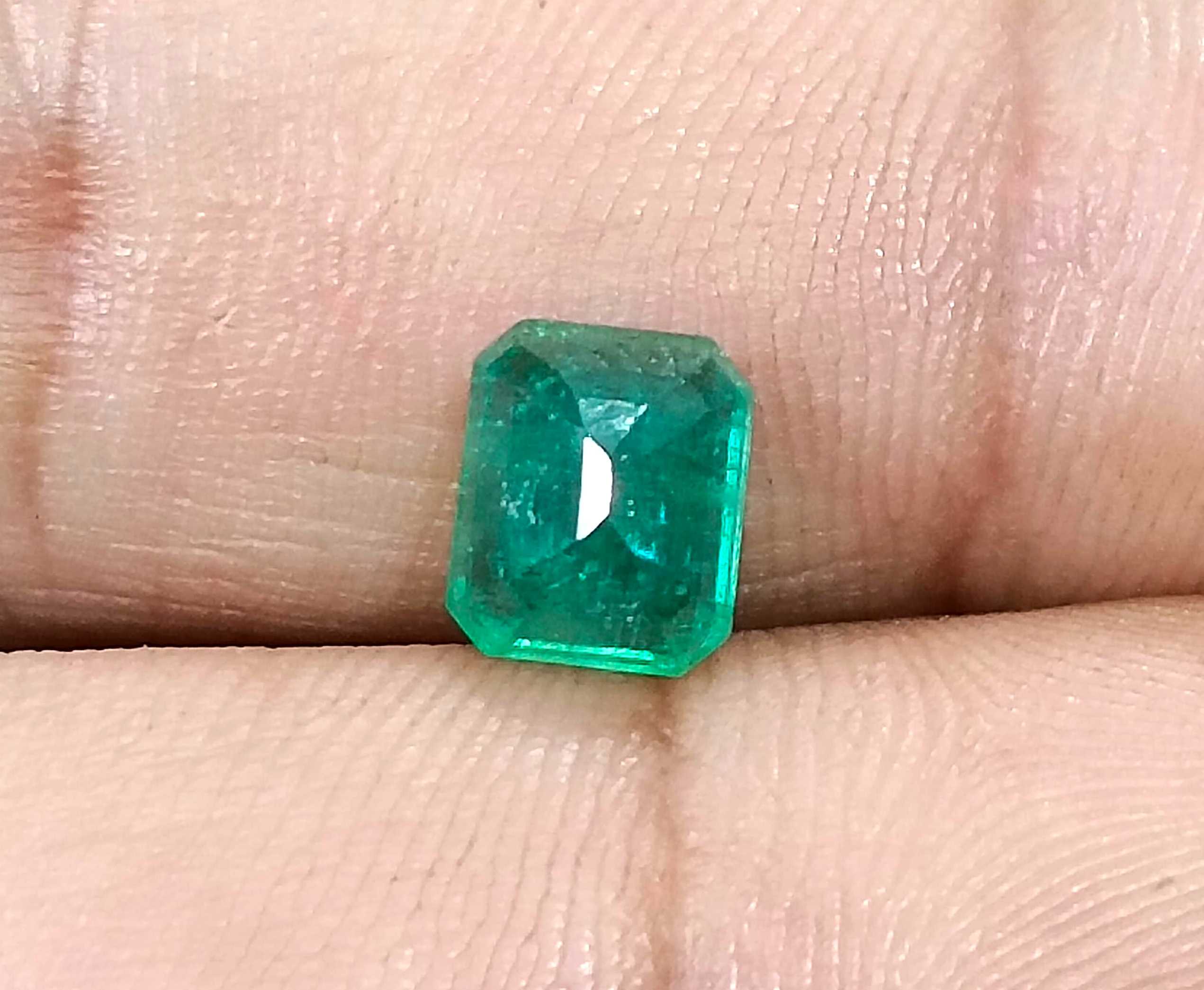 1.97ct GSI USA certified Zambian emerald octagon cut medium deep green stone