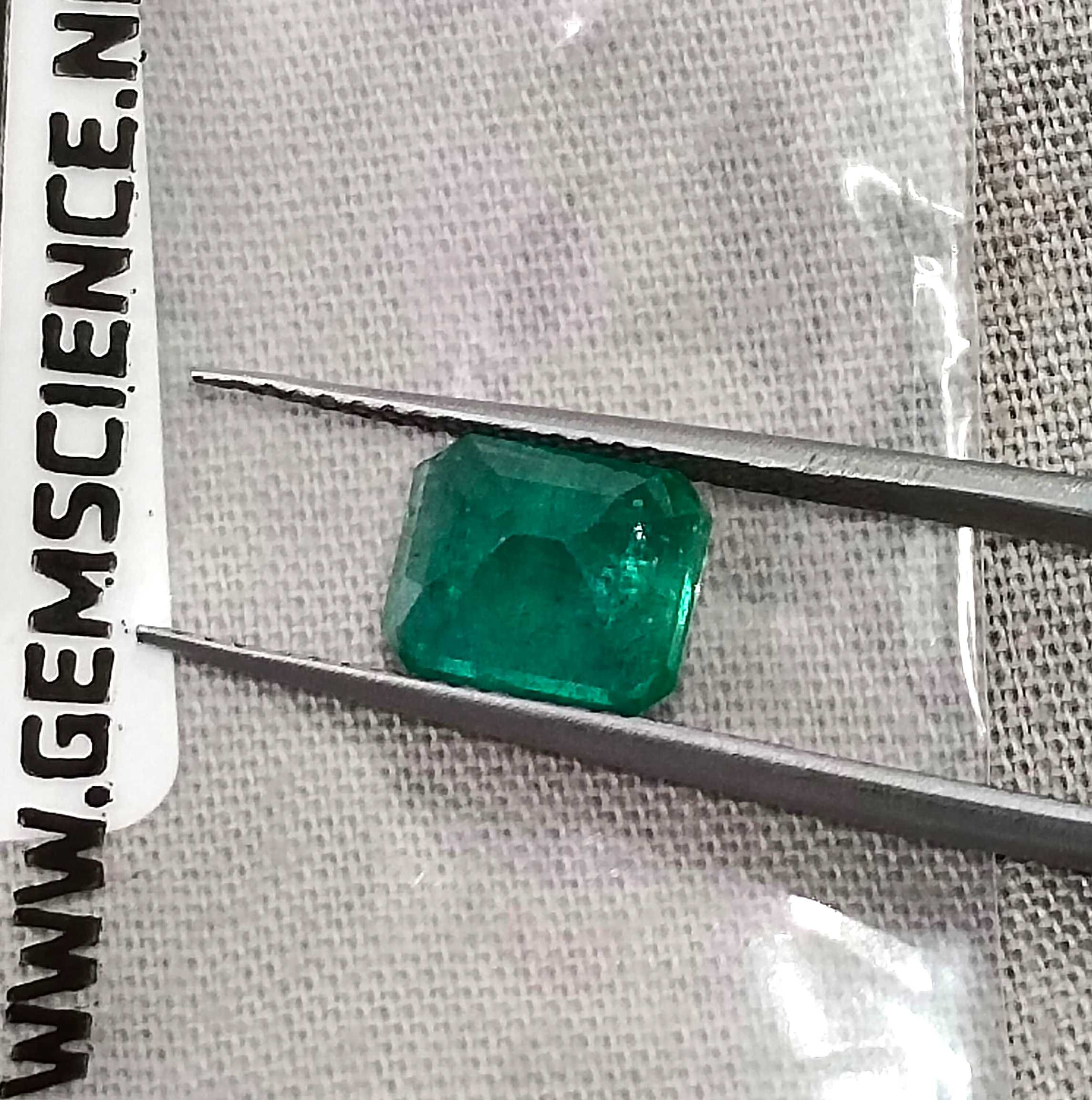1.97ct GSI USA certified Zambian emerald octagon cut medium deep green stone