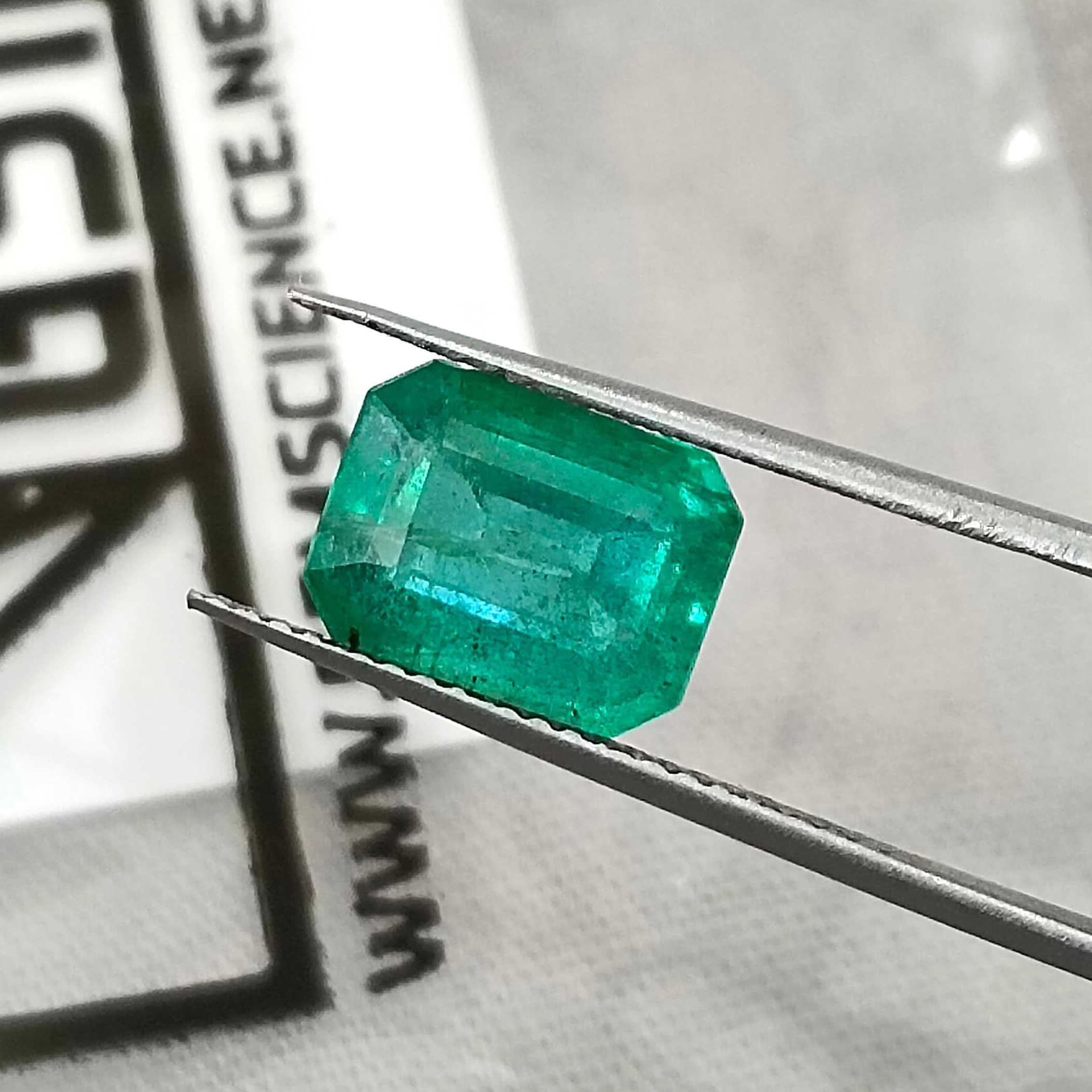 2.93ct Certified natural Zambian Emerald medium deep green octagon cut stone /