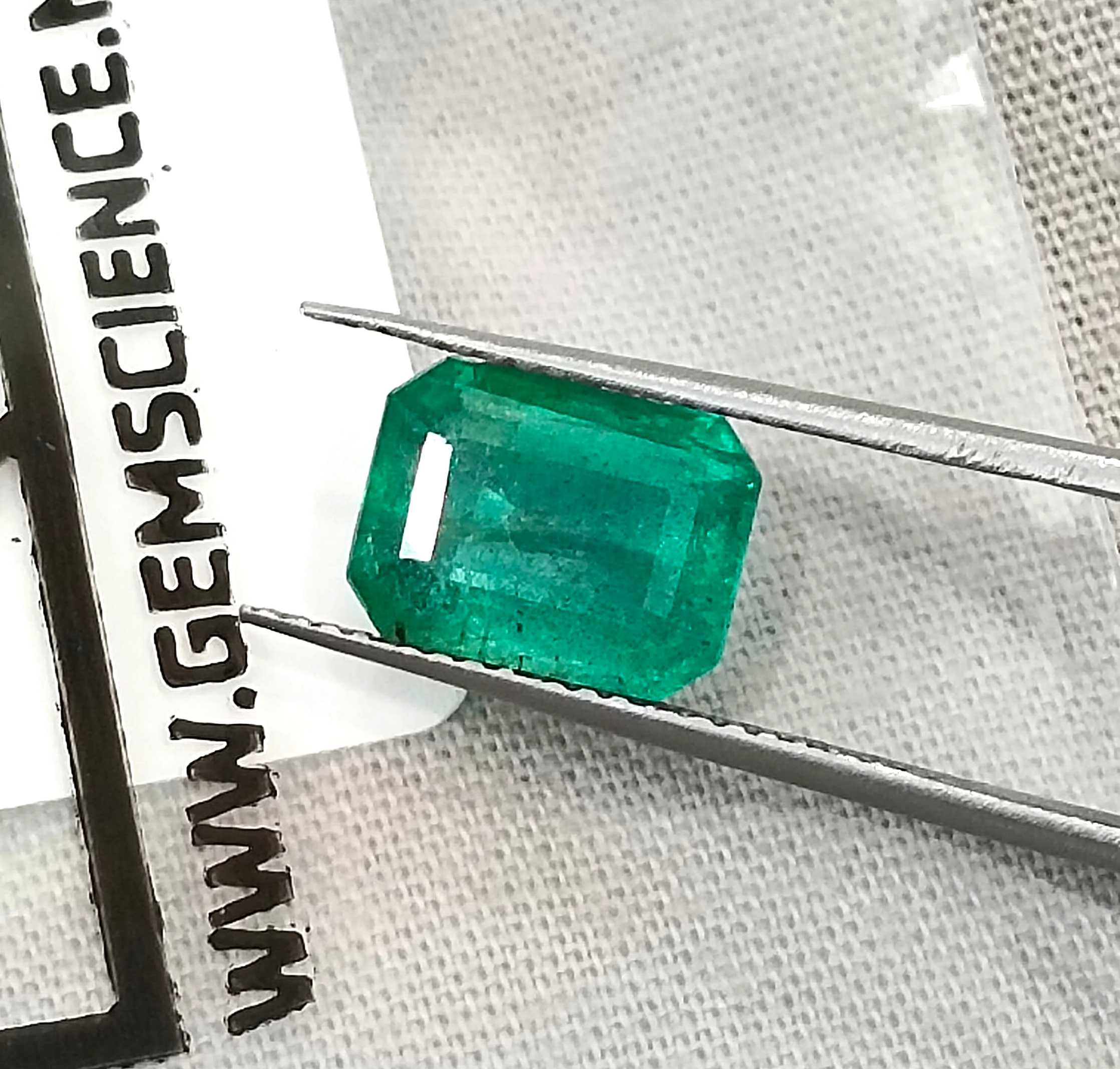 2.93ct Certified natural Zambian Emerald medium deep green octagon cut stone 