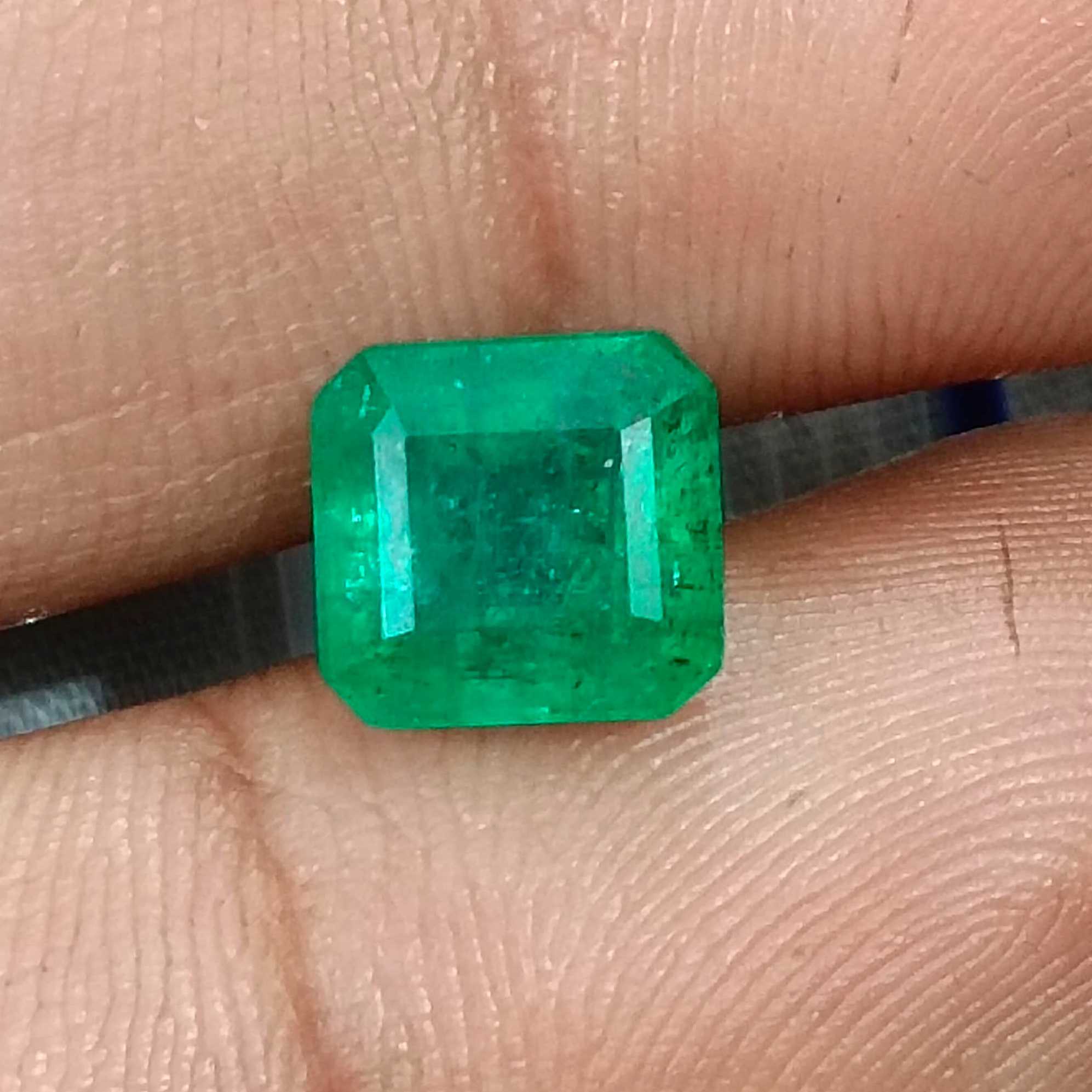2.97ct GSI certified Zambian emerald medium spring green octagon cut stone /