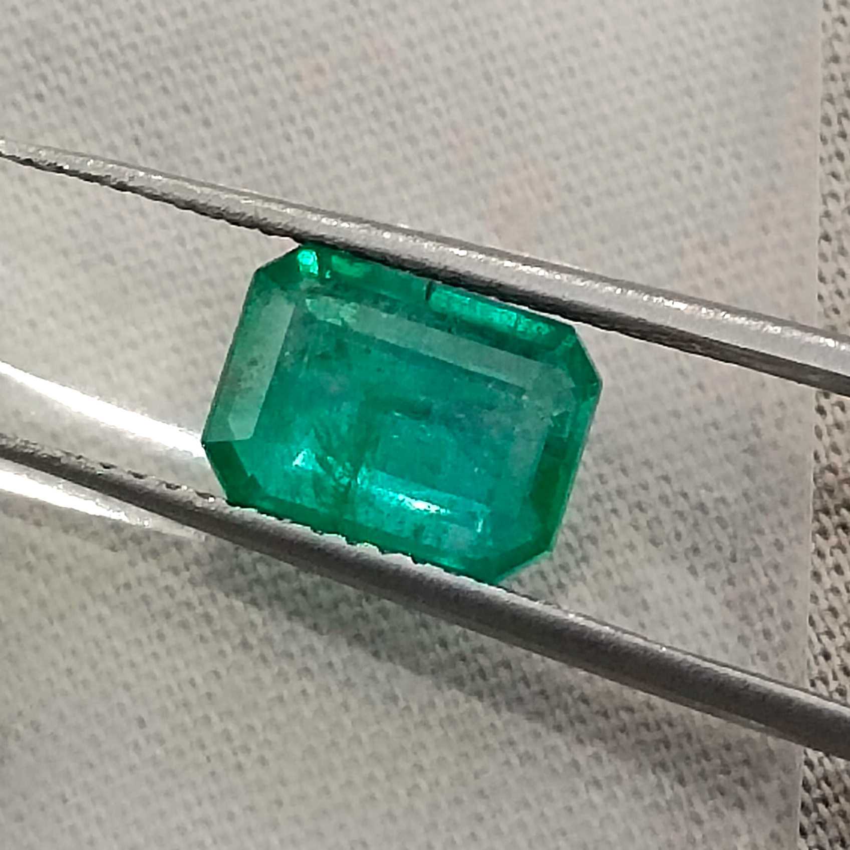 1.67ct GSI certified medium green Zambian emerald octagon cut stone /