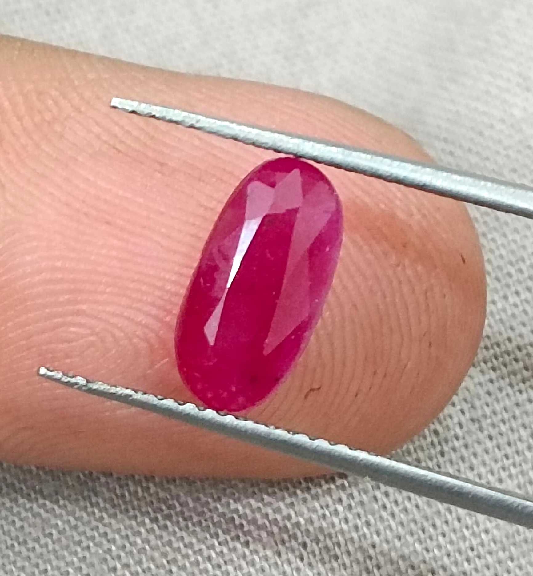 1.91ct Certified Mozambique ruby unheated purplish red oval cut gemstone 