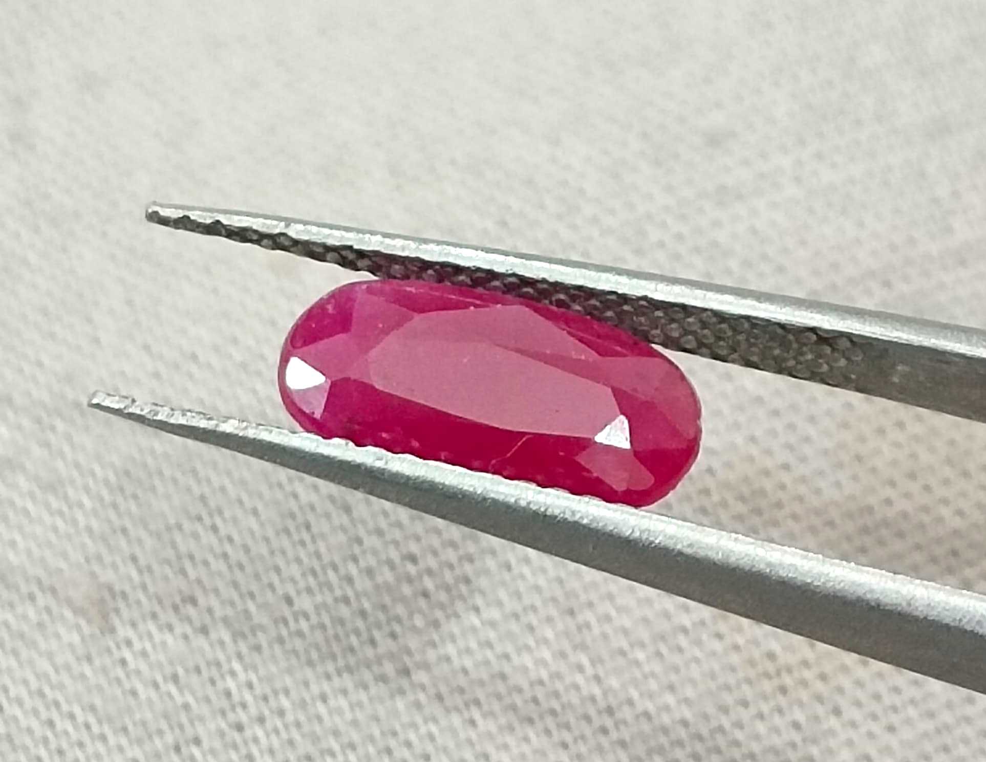 1.91ct Certified Mozambique ruby unheated purplish red oval cut gemstone 