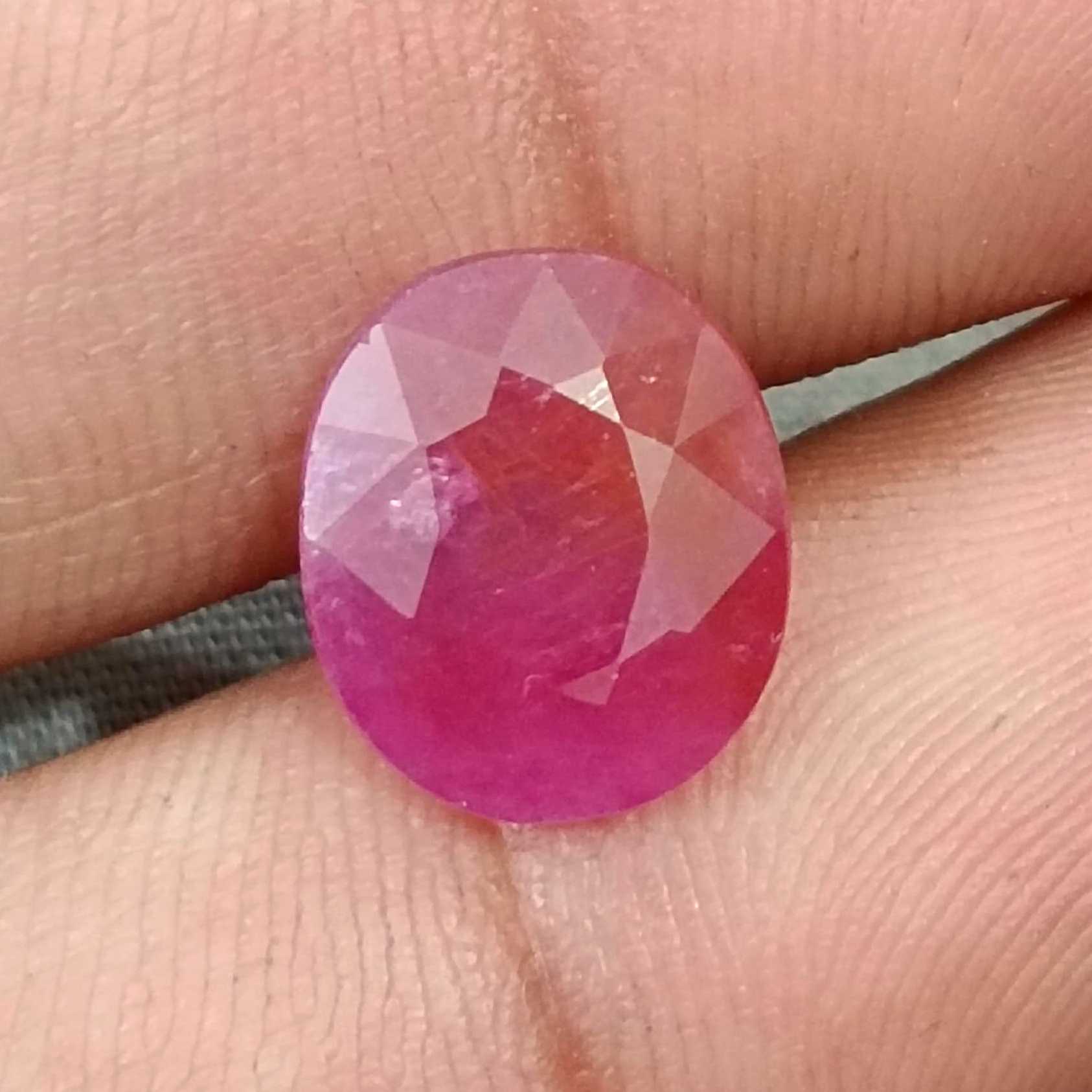 5.54ct GSI certified Mozambique ruby orangy red oval cut stone /